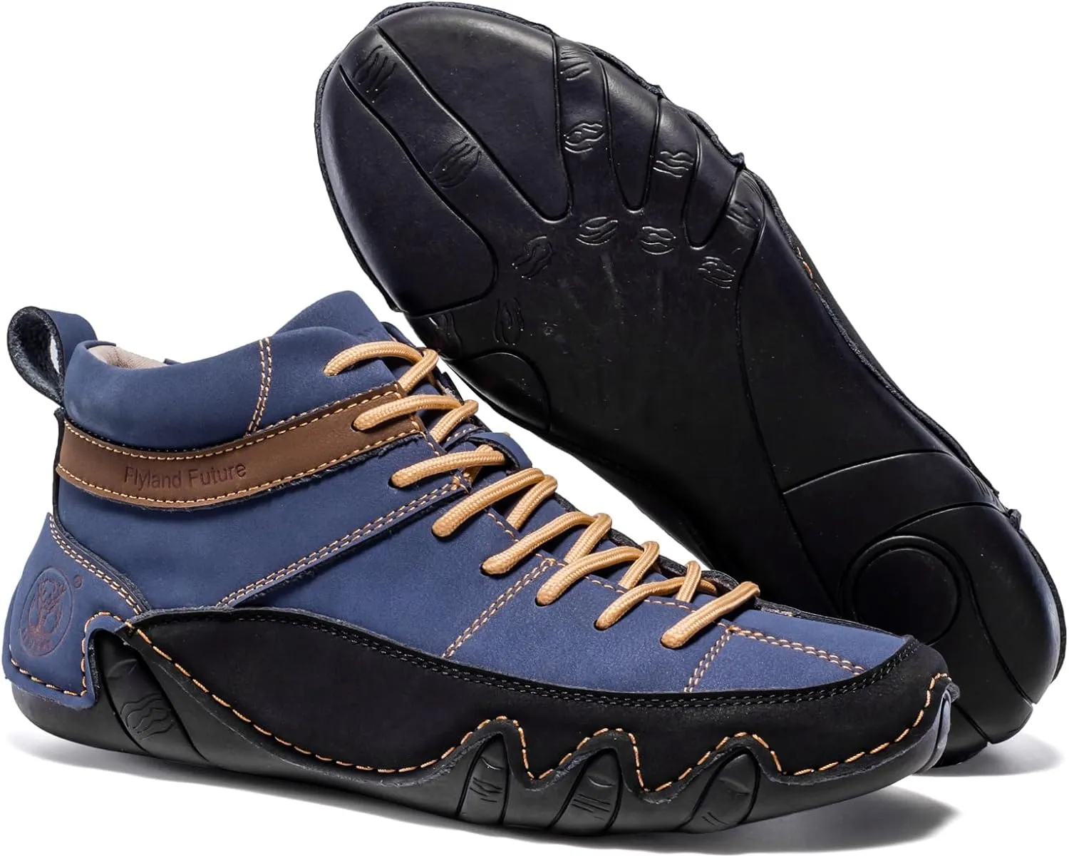 FLYLAND Men's Casual Leather Sneakers Fashion Chukka Boots Lightweight Dress Boots Lace Up Walking Driving Shoes