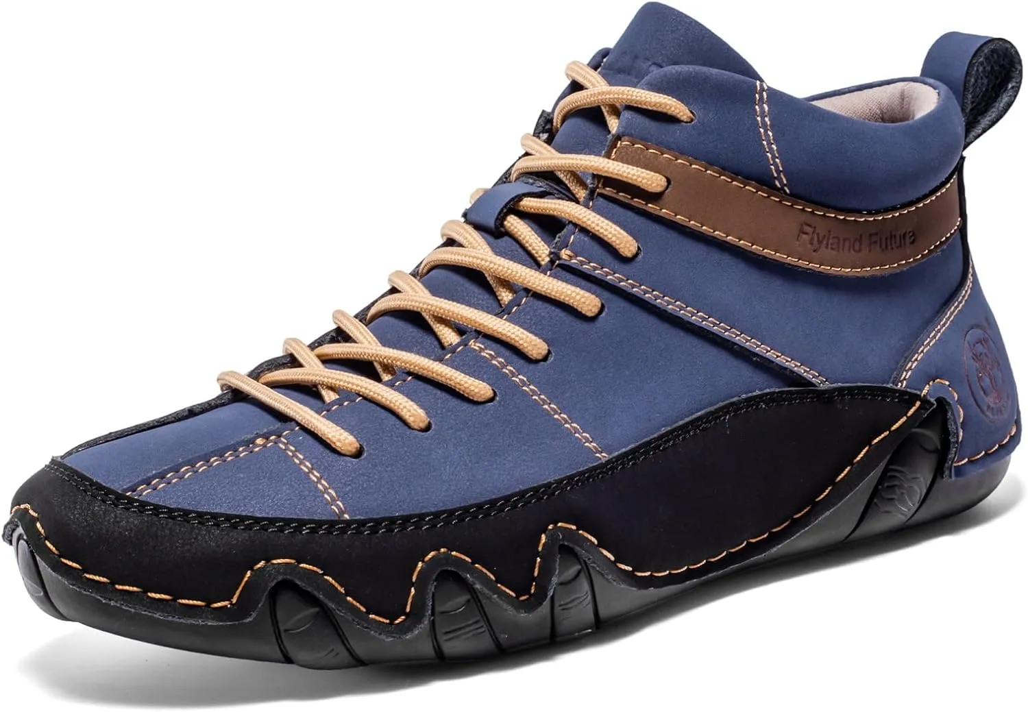 FLYLAND Men's Casual Leather Sneakers Fashion Chukka Boots Lightweight Dress Boots Lace Up Walking Driving Shoes