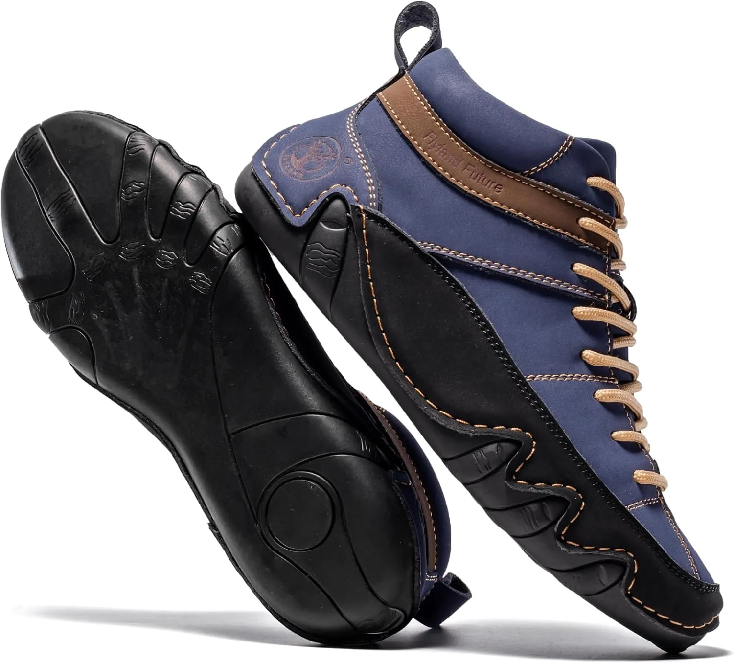 FLYLAND Men's Casual Leather Sneakers Fashion Chukka Boots Lightweight Dress Boots Lace Up Walking Driving Shoes