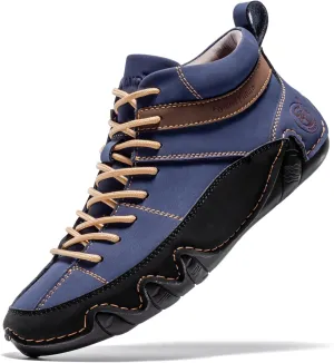 FLYLAND Men's Casual Leather Sneakers Fashion Chukka Boots Lightweight Dress Boots Lace Up Walking Driving Shoes