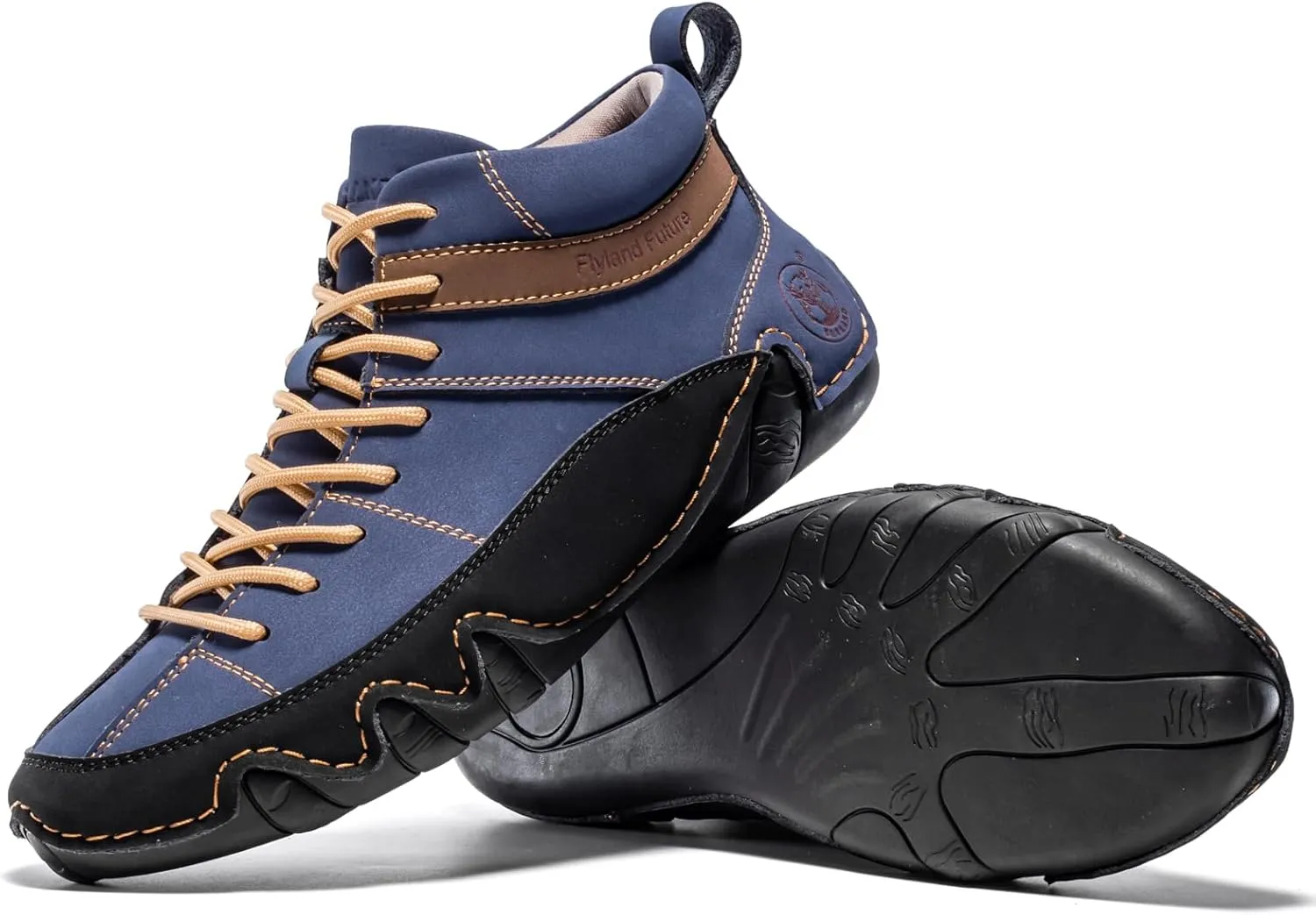 FLYLAND Men's Casual Leather Sneakers Fashion Chukka Boots Lightweight Dress Boots Lace Up Walking Driving Shoes