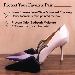 FootFitter Foam Shoe Tree with Handle for Women's High Heels - Pointed Toe Travel High Heel Shoe Trees (One or Three Pairs)