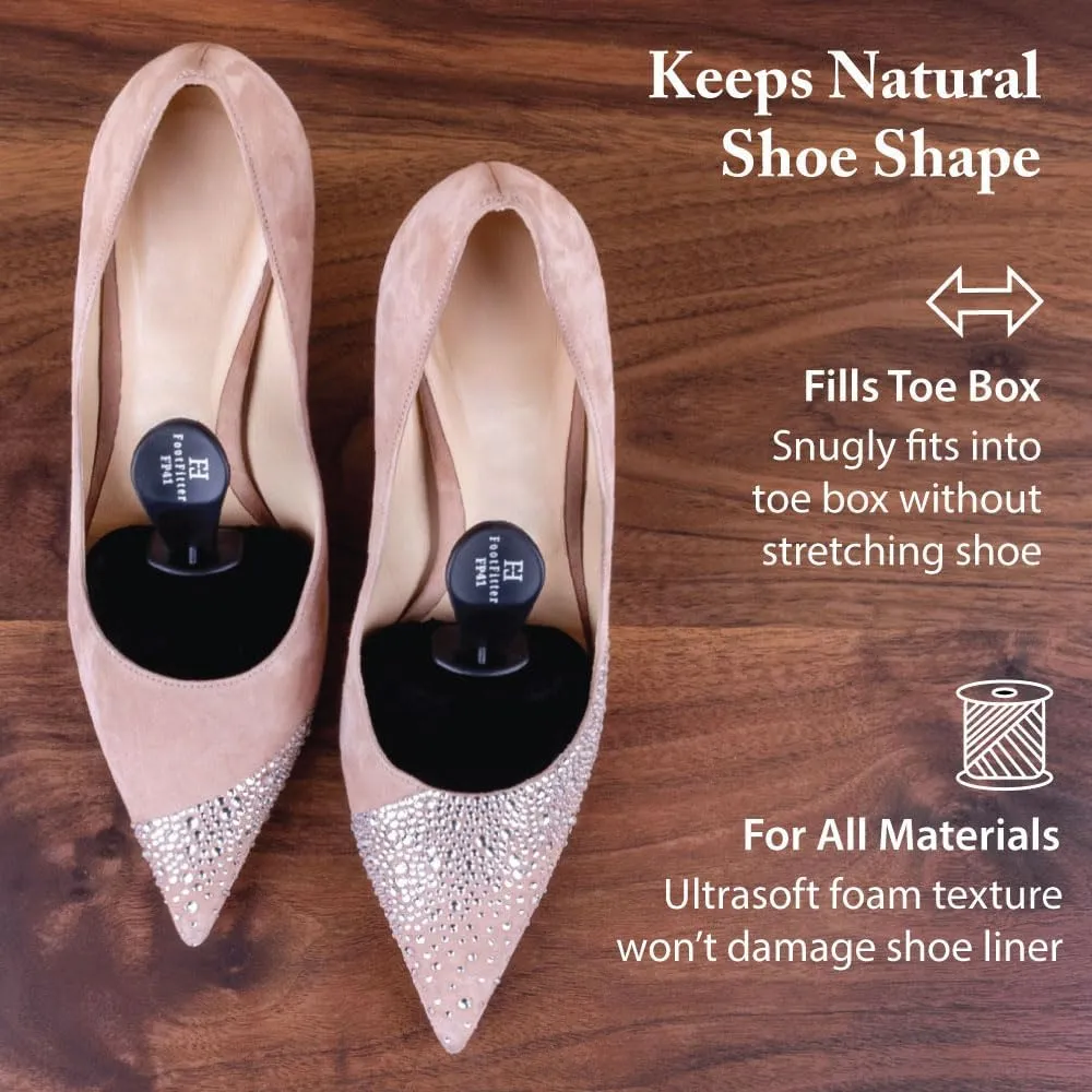 FootFitter Foam Shoe Tree with Handle for Women's High Heels - Pointed Toe Travel High Heel Shoe Trees (One or Three Pairs)