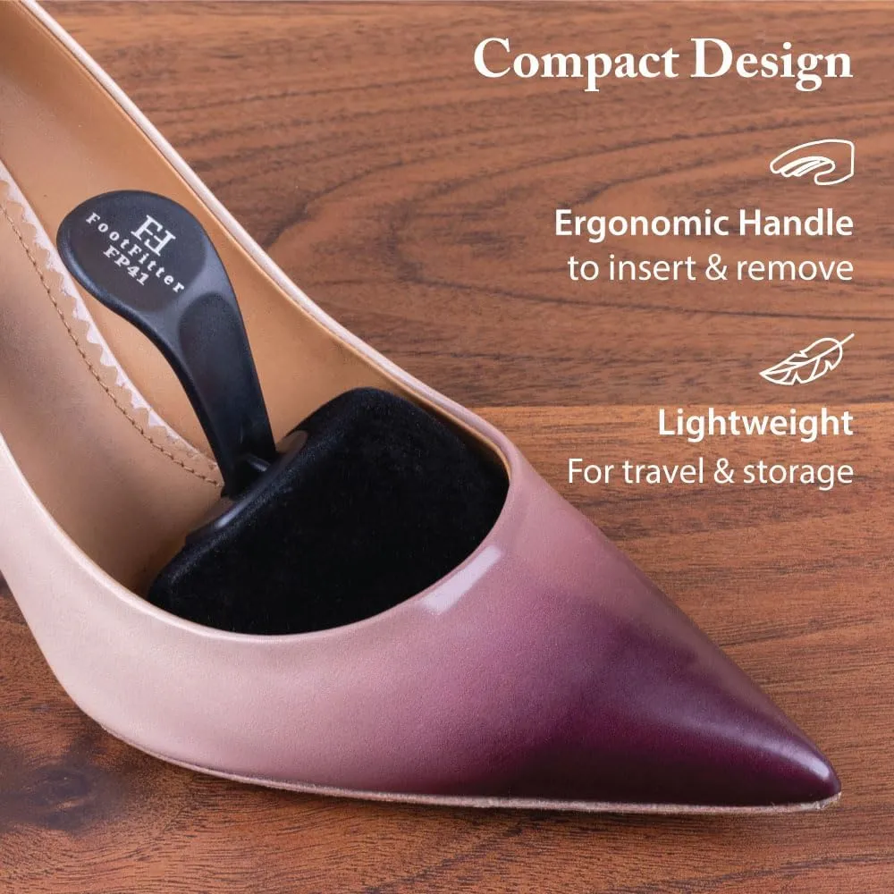 FootFitter Foam Shoe Tree with Handle for Women's High Heels - Pointed Toe Travel High Heel Shoe Trees (One or Three Pairs)