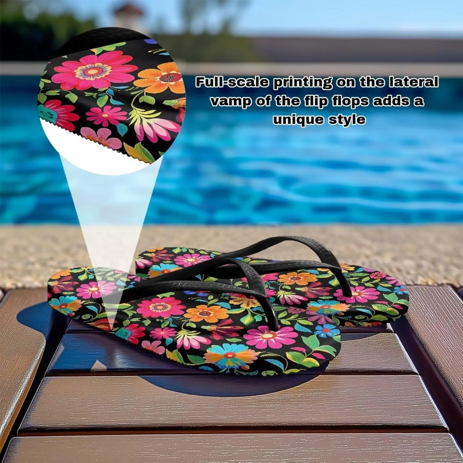 Forchrinse Custom Flip Flops Slippers for Women Quick Dry Shower Slides Non Slip Summer Flats Sandals for Beach Thong Sandals