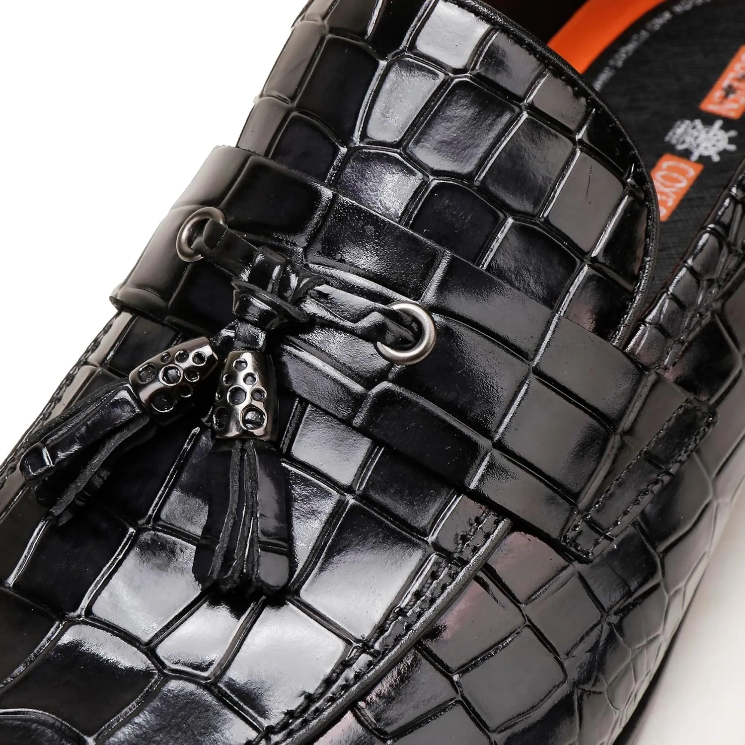 Formal Dress Shoes for Mens, Premium Crocodile Printed Mens Leather Slip on Dress Shoes, Party Wedding Shoes Bit Loafer