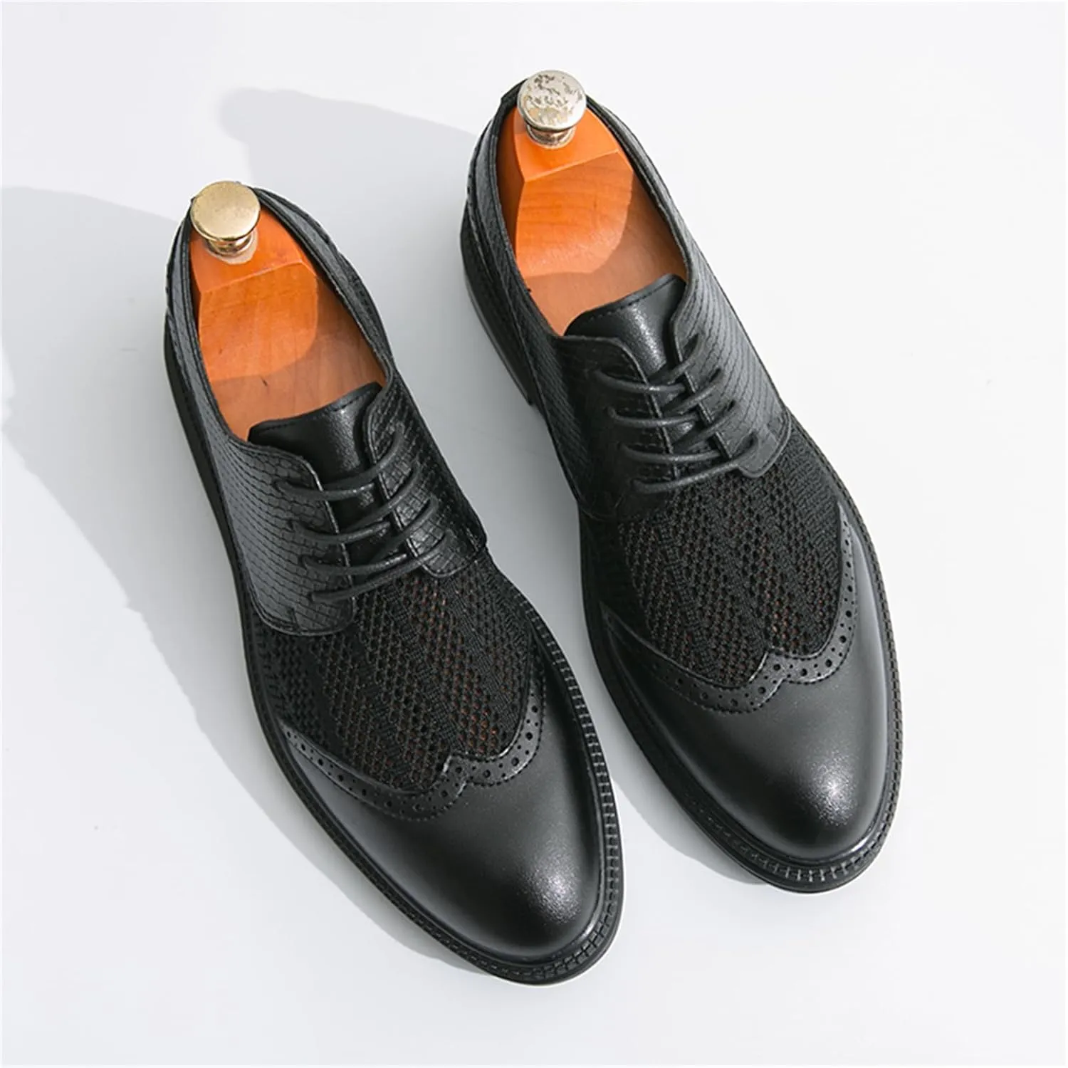 FOTN Mens Hollowed Mesh Brogue Formal Oxford Shoes Casual Lightweight Wingtip Business Dress Work Derby Shoes