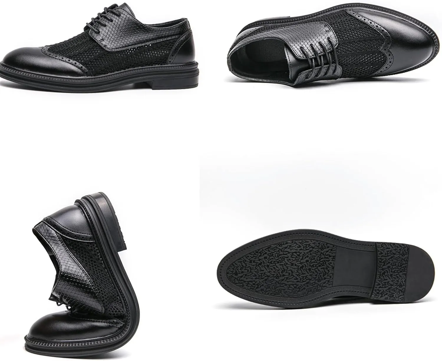 FOTN Mens Hollowed Mesh Brogue Formal Oxford Shoes Casual Lightweight Wingtip Business Dress Work Derby Shoes