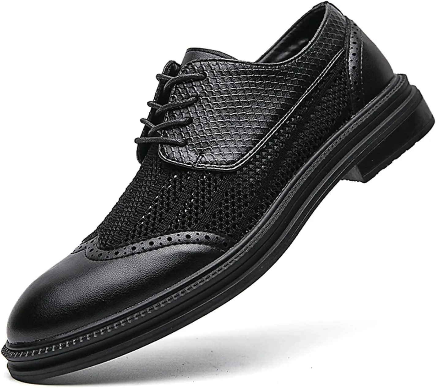 FOTN Mens Hollowed Mesh Brogue Formal Oxford Shoes Casual Lightweight Wingtip Business Dress Work Derby Shoes