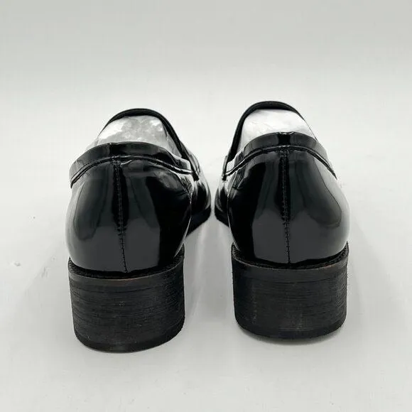 FOWT Black Dressy Comfortable Low Heels Loafers Closed Square Toe Slip-On Shoes
