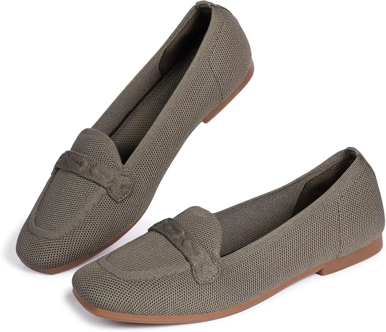 Frank Mully Women's Loafer Flats Square Toe Comfortable Office Work Shoes, Cute Penny Loafer Slip On Walking Driving Shoes