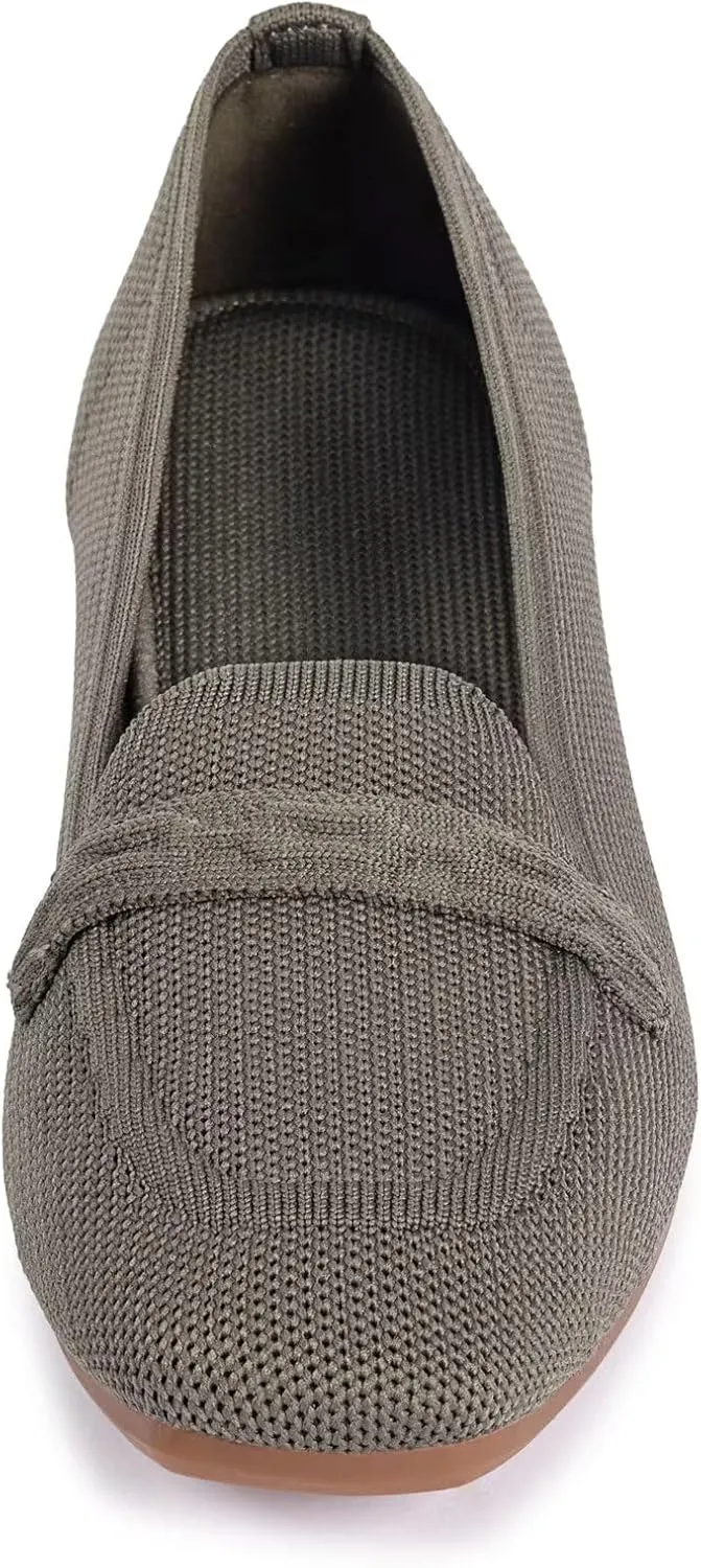 Frank Mully Women's Loafer Flats Square Toe Comfortable Office Work Shoes, Cute Penny Loafer Slip On Walking Driving Shoes