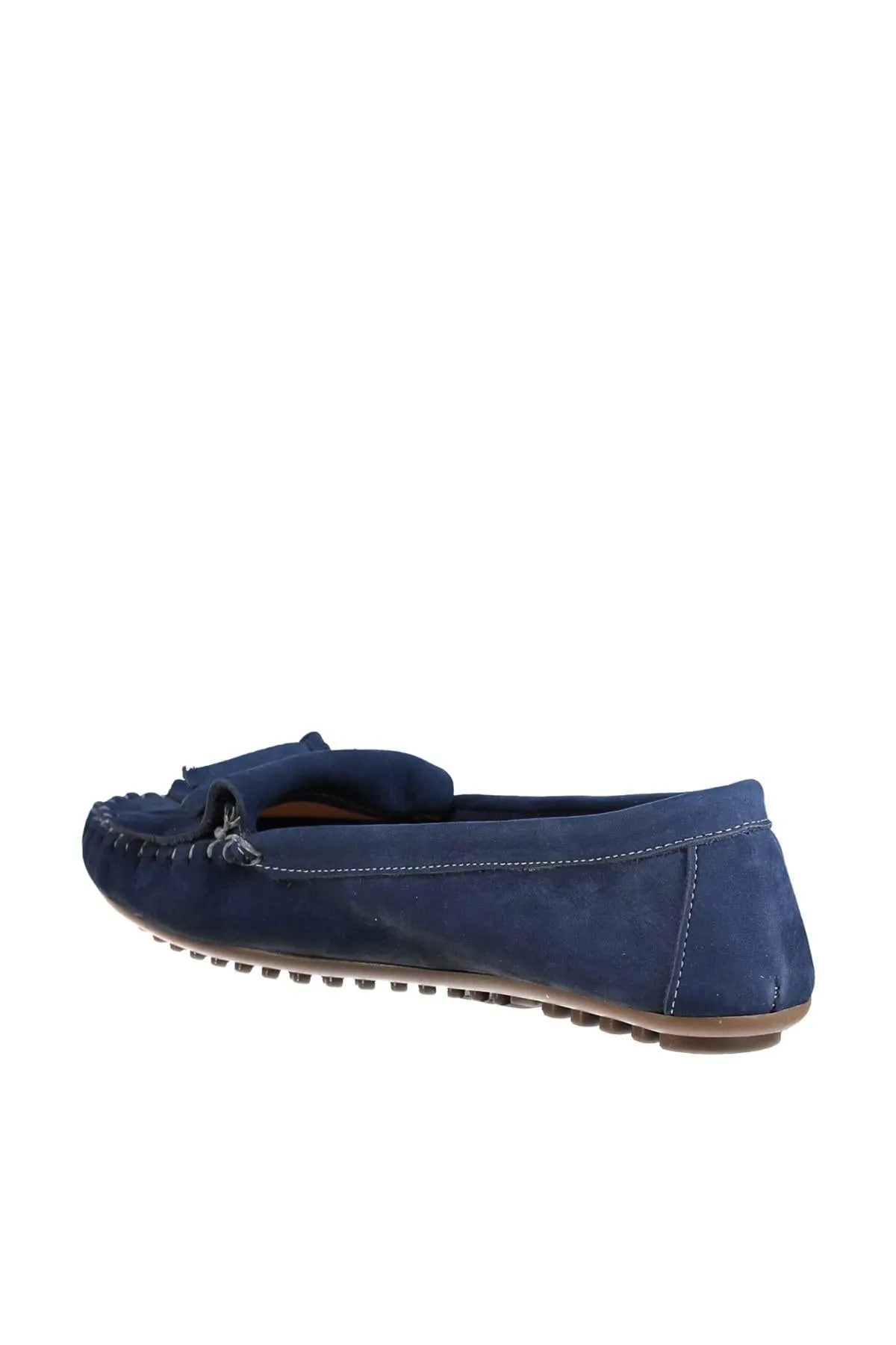 Genuine Leather Navy Blue Women 'S Loafer Shoes