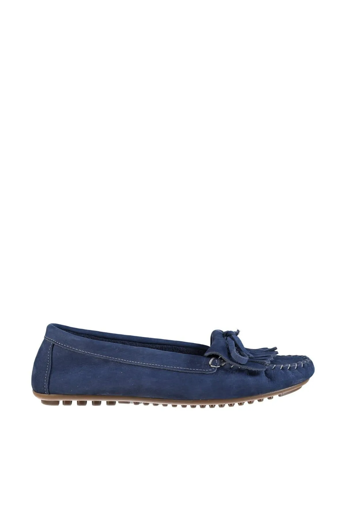 Genuine Leather Navy Blue Women 'S Loafer Shoes