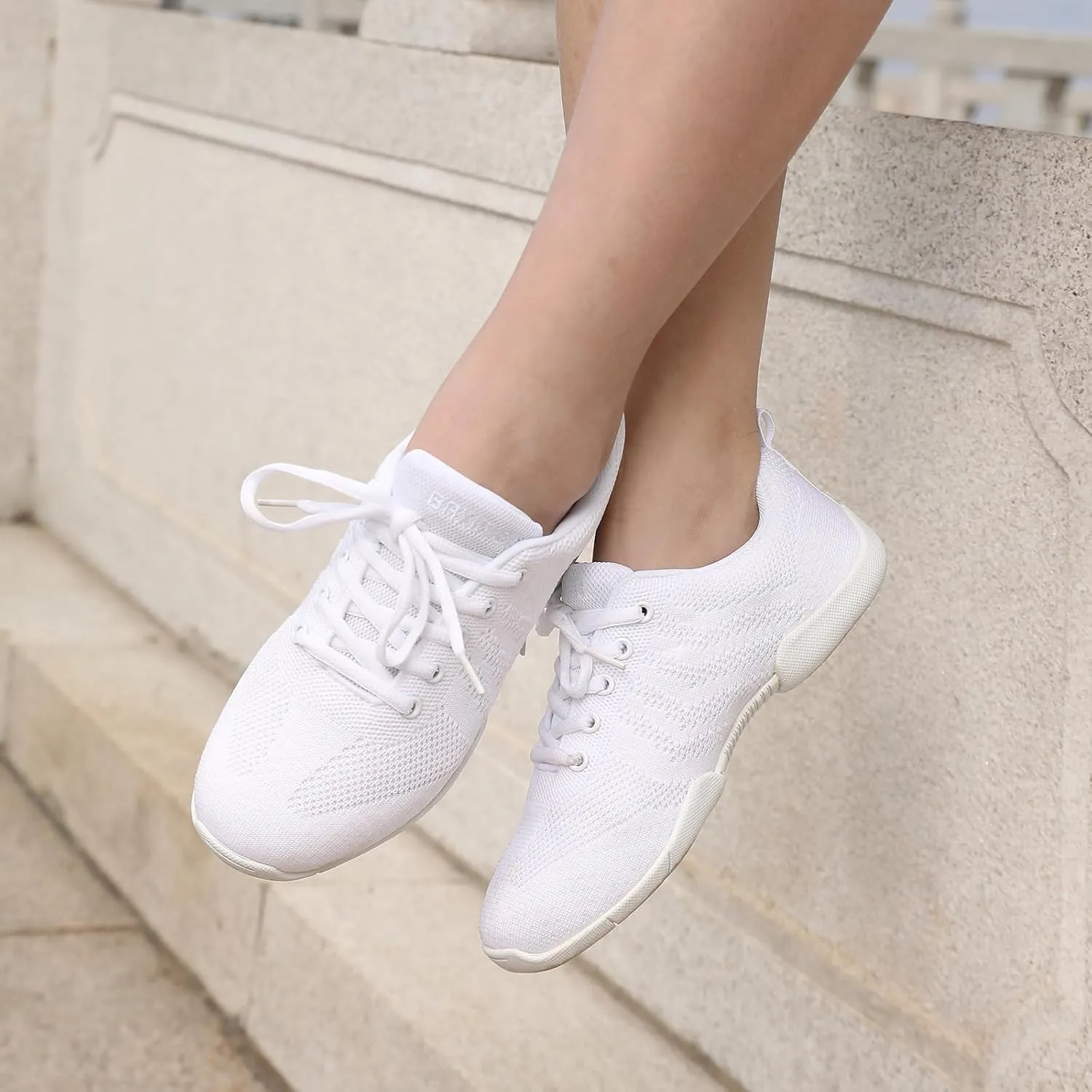 Girls White Cheerleading Shoes Lightweight Competition Sneakers Women Indoor Cheer Dance Shoe