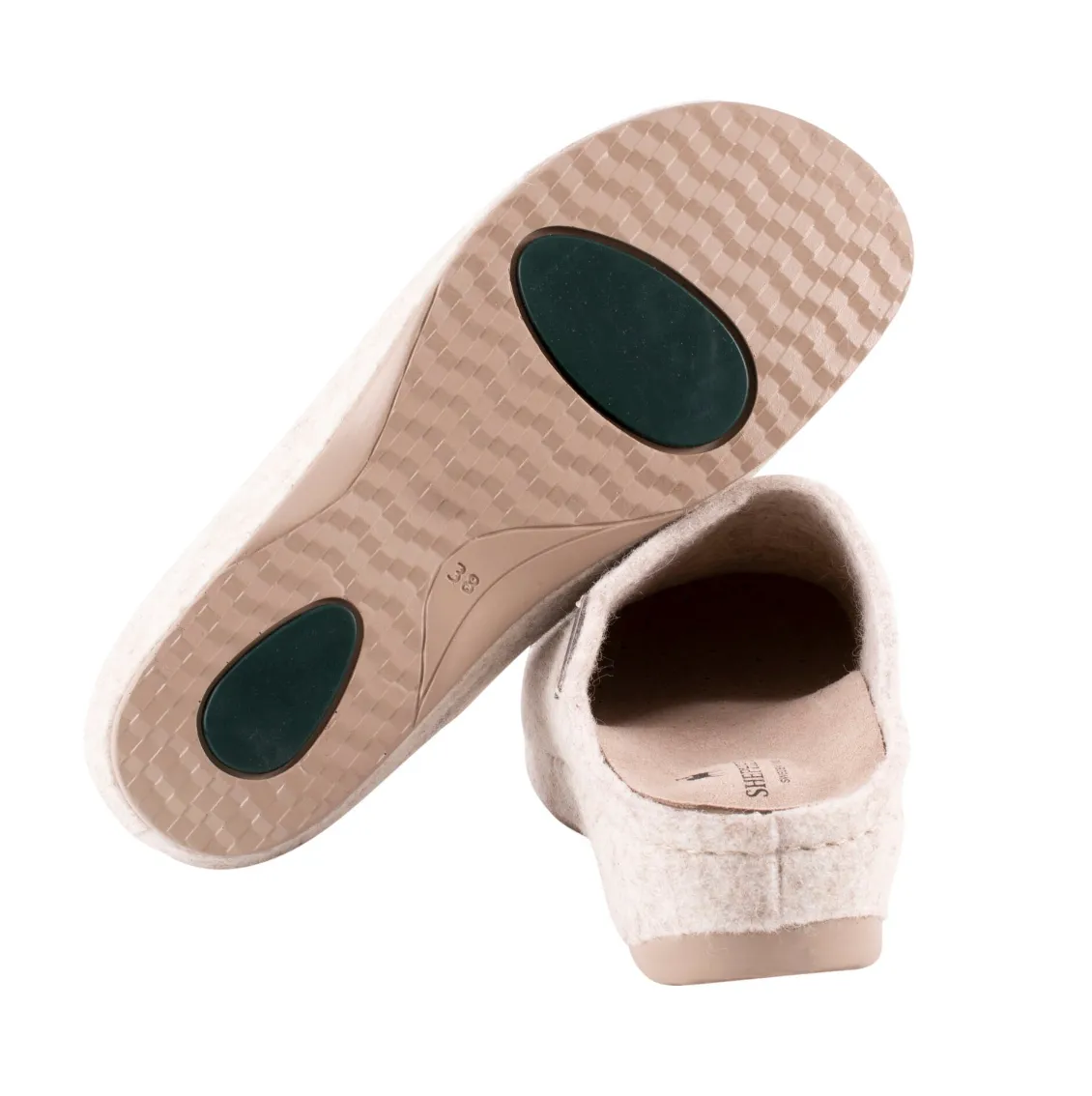 Gitte Heeled Wool Blend Slippers, Creme