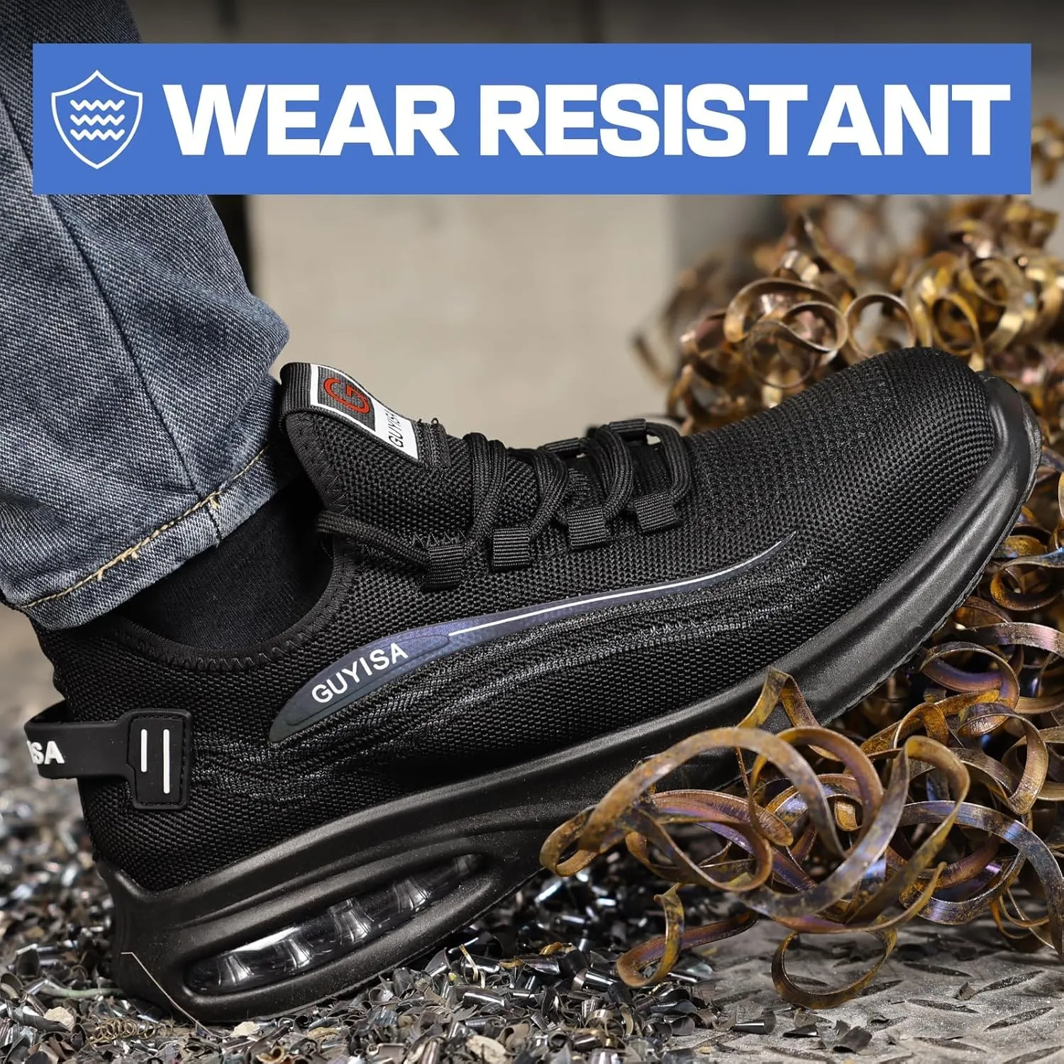 GLANOUDUN Steel Toe Shoes for Men Black Work Shoes Lightweight Safety Shoe for Men Indestructible Steel Toe Sneakers Industrial Construction Shoe Men's Work & Safety Footwear