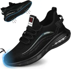 GLANOUDUN Steel Toe Shoes for Men Black Work Shoes Lightweight Safety Shoe for Men Indestructible Steel Toe Sneakers Industrial Construction Shoe Men's Work & Safety Footwear