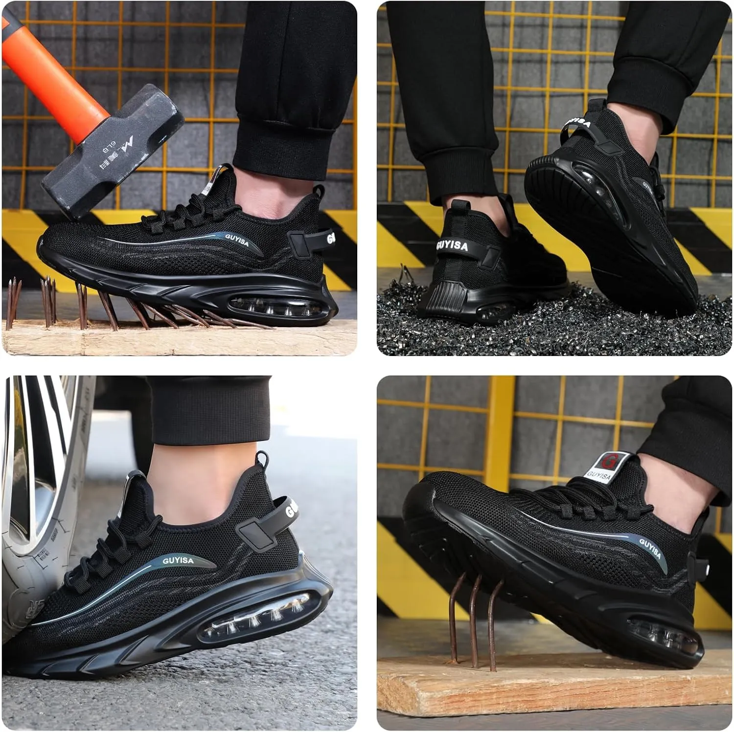 GLANOUDUN Steel Toe Shoes for Men Black Work Shoes Lightweight Safety Shoe for Men Indestructible Steel Toe Sneakers Industrial Construction Shoe Men's Work & Safety Footwear