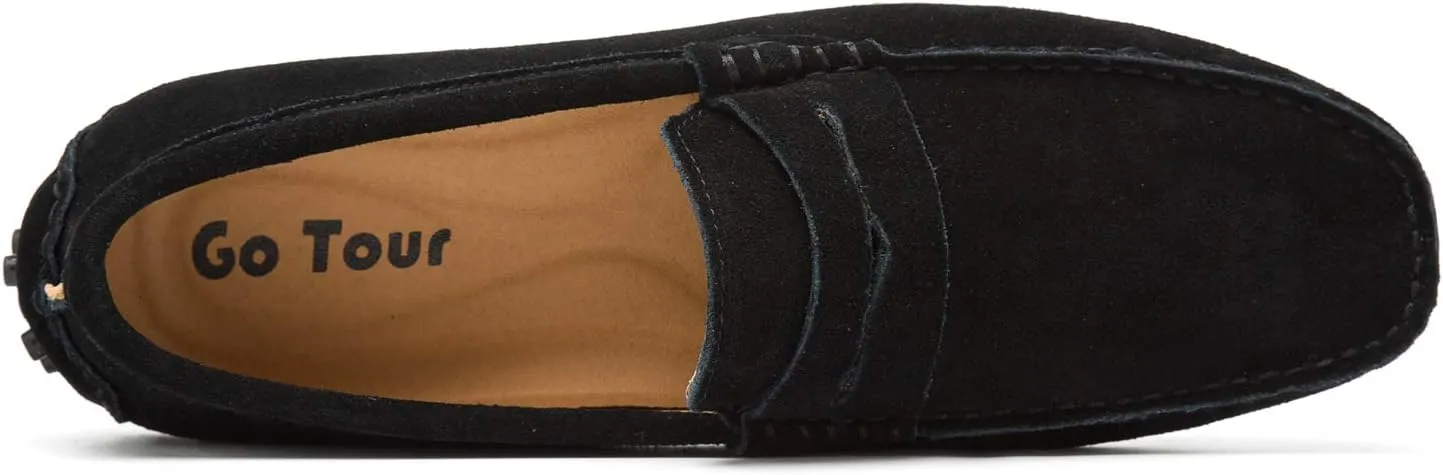 Go Tour Men's Penny Loafers Moccasin Driving Shoes Slip On Flats Boat Shoes