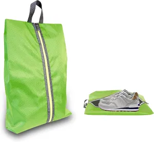 Golf Smell Proof Shoe Bag Lightweight Waterproof Zippered Sport Shoe Carrier Bags Golf Soccer Shoe Storage Organizer for Gym Sports Travel Work Golf Aceesories (Green, US size 14)