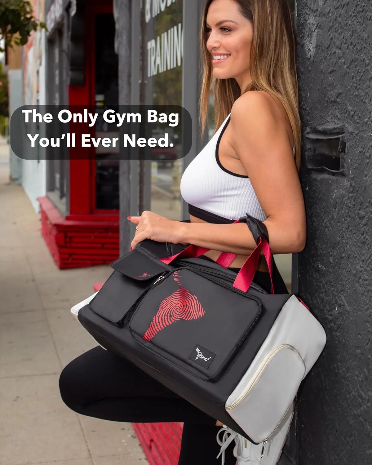 GoVivo Gym Bag with Shoe Compartment, Gym Duffle Bag for Women, Water Resistant Weekender travel Bag, bolso de viaje para mujer, Lightweight & Stylish gym bags, Black