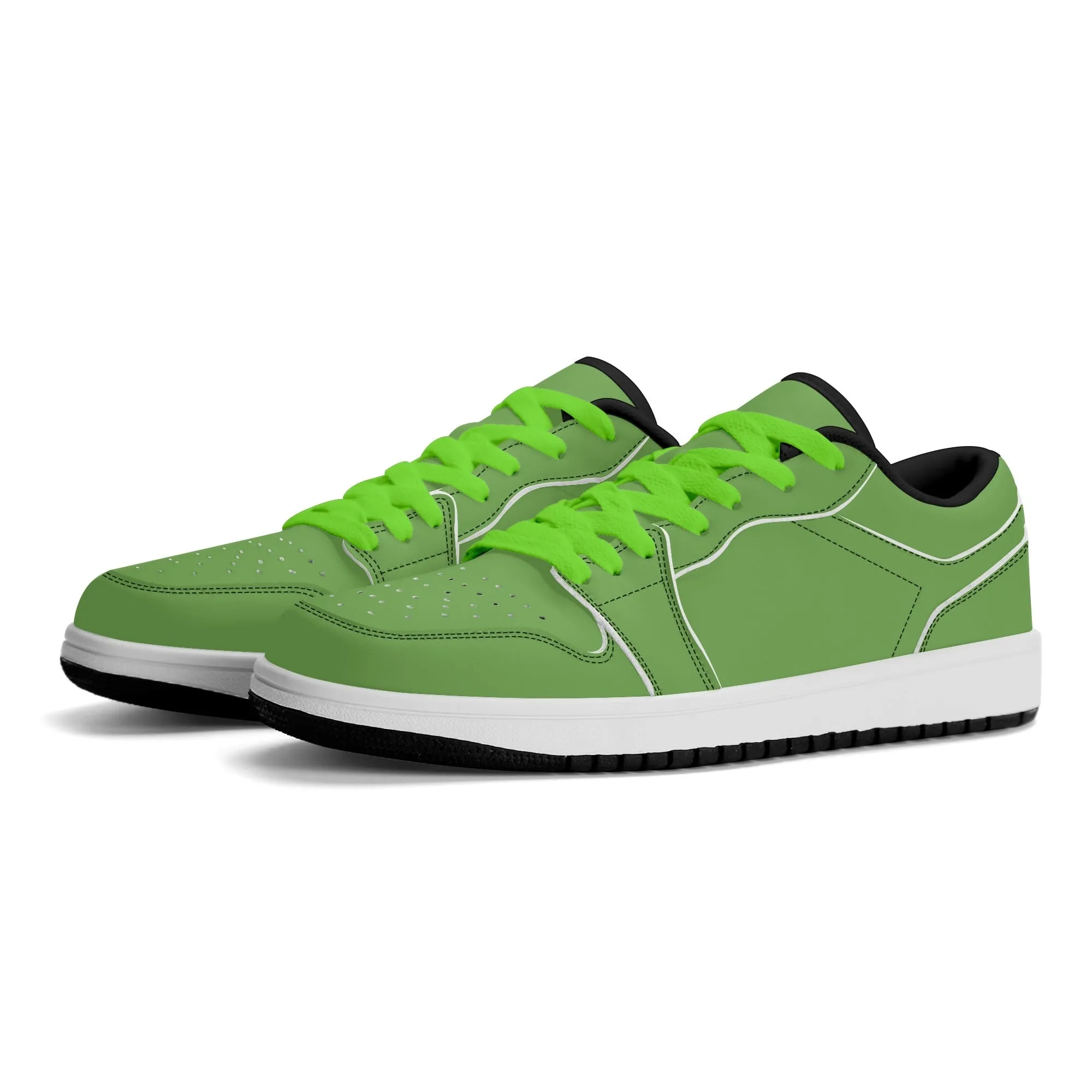 Grüne Low Top Leder Sneaker für Herren
