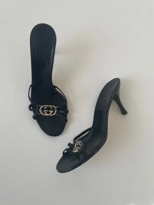 Gucci 2000s black interlocking GG sandal heels (EU 36,5 / US 6)