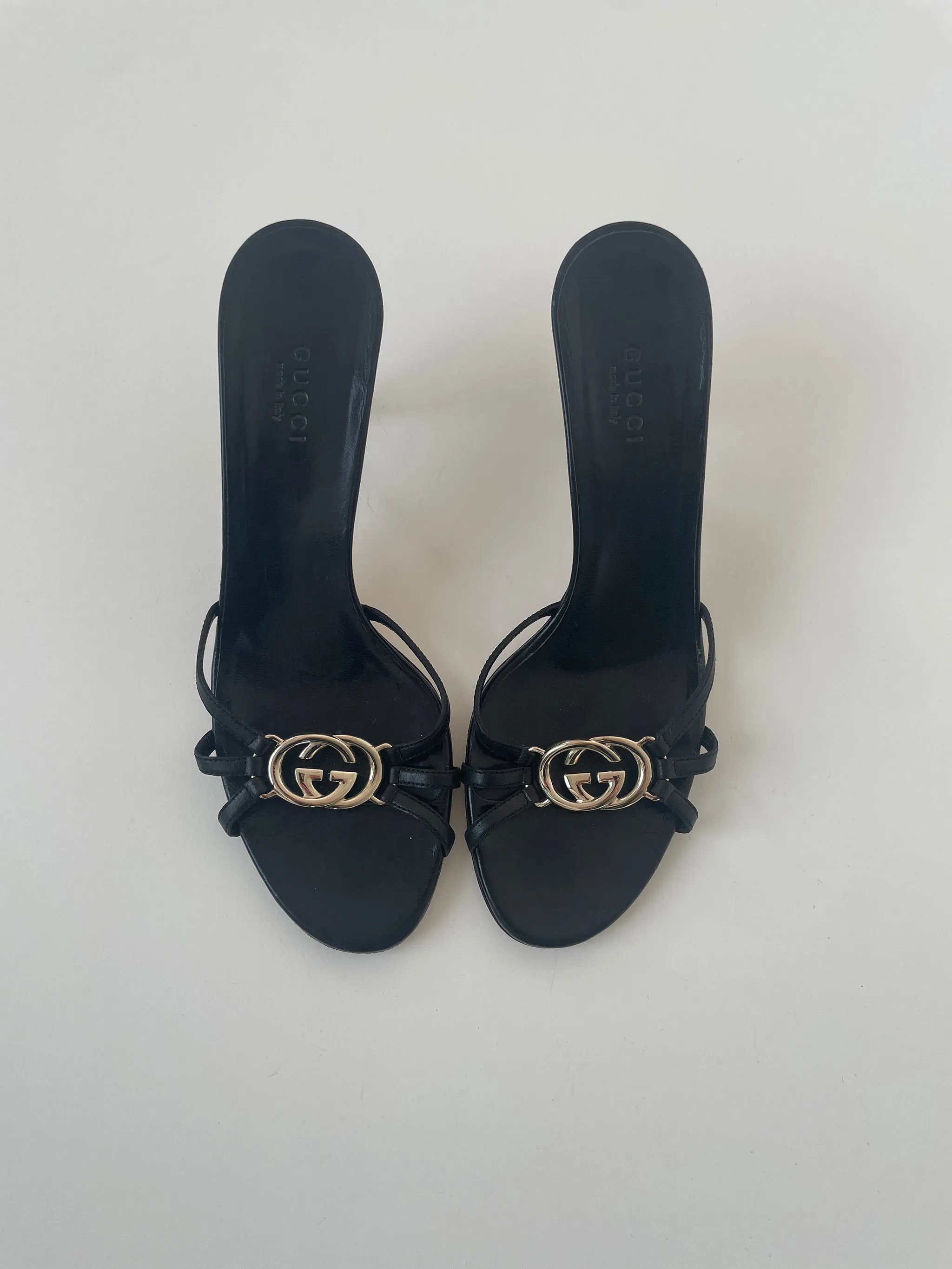 Gucci 2000s black interlocking GG sandal heels (EU 36,5 / US 6)