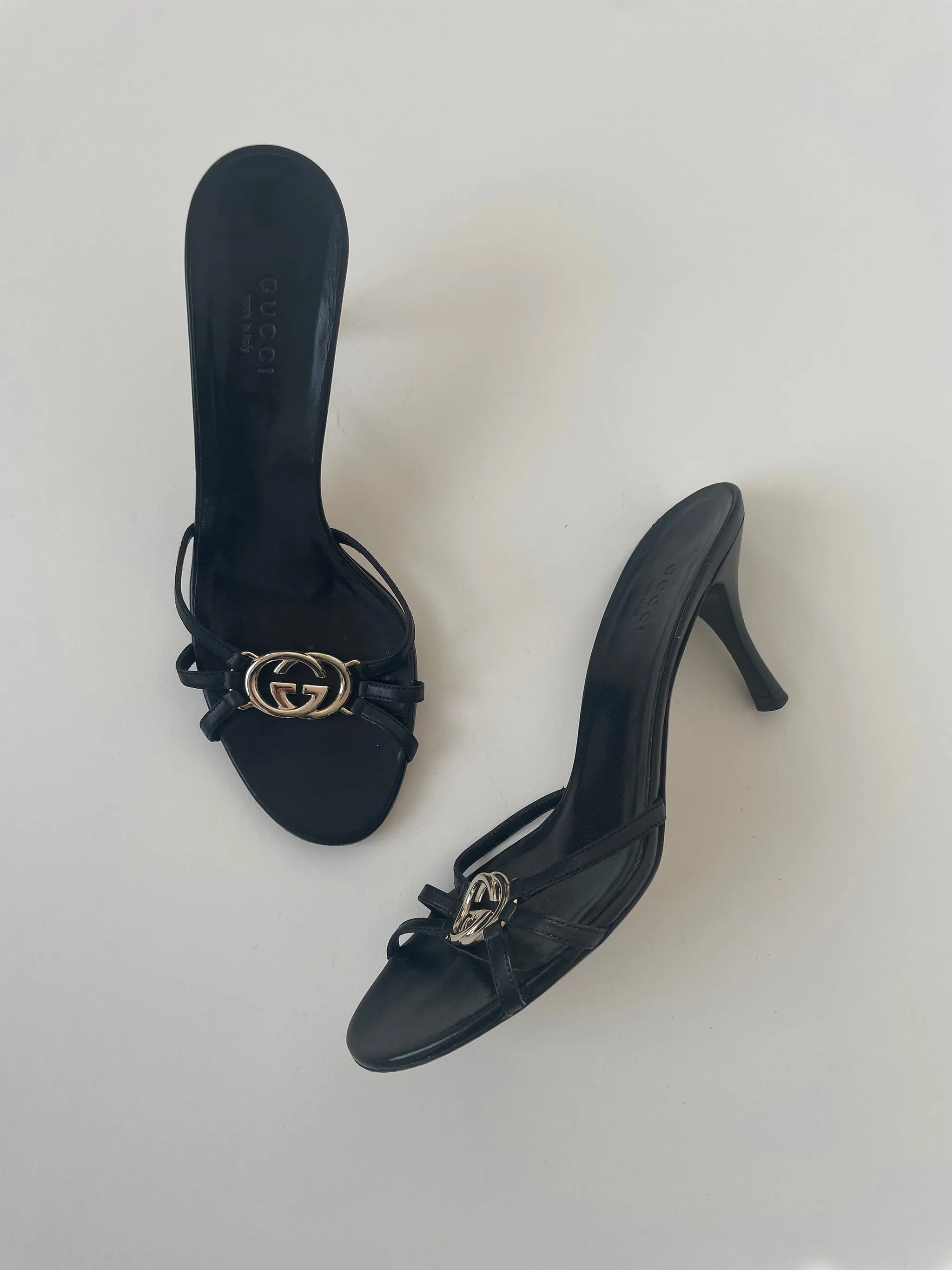 Gucci 2000s black interlocking GG sandal heels (EU 36,5 / US 6)
