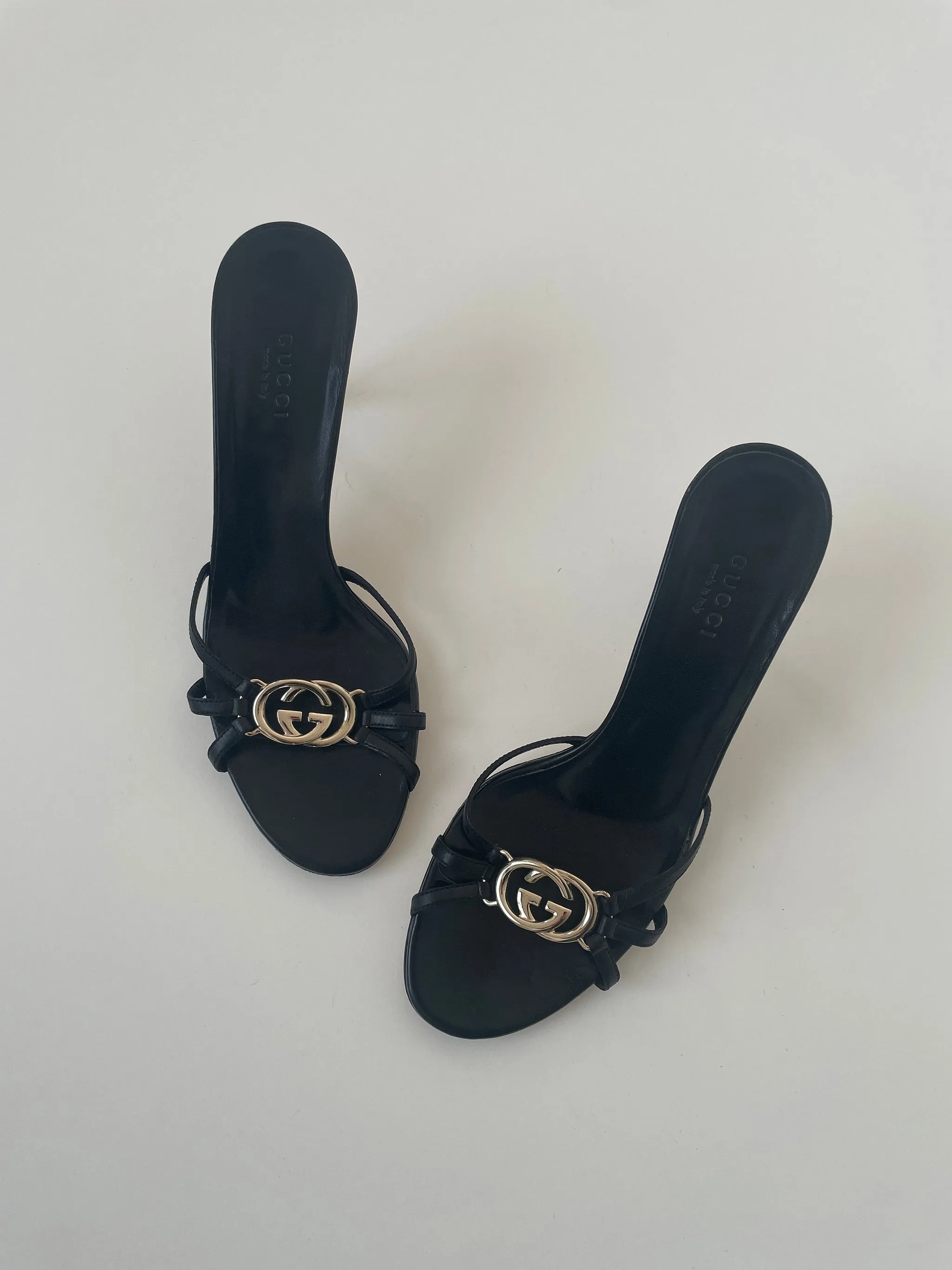 Gucci 2000s black interlocking GG sandal heels (EU 36,5 / US 6)