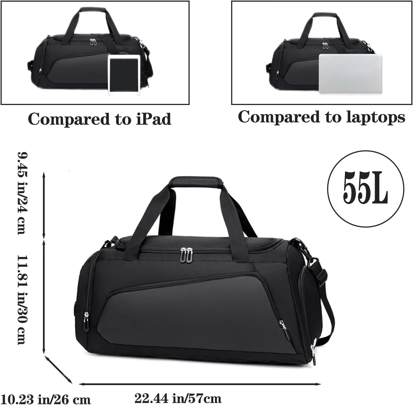 Gym Bag for Men Women 55L Lightweight Duffle Bag with Shoe Compartment & Wet Pocket Carry On Travel Duffel Bag for Sports, Gym, Yoga, Hiking, Camping Oxford Tactical Weekender Overnight Bag