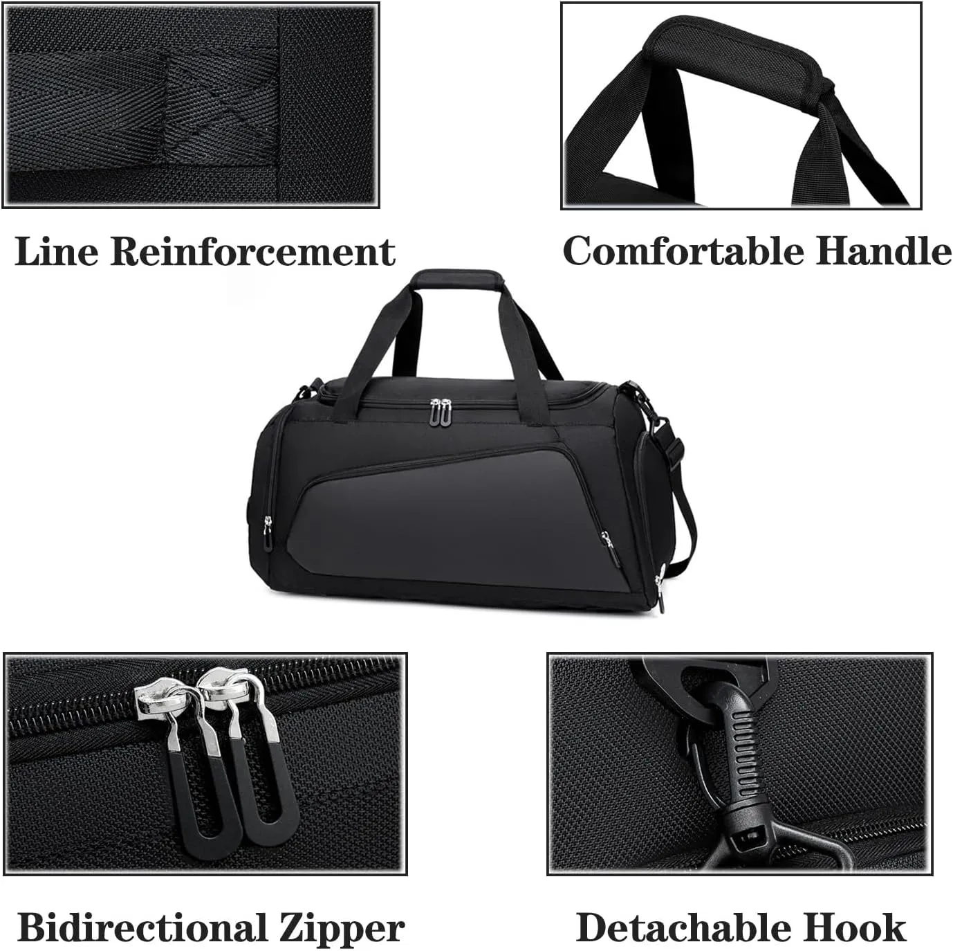 Gym Bag for Men Women 55L Lightweight Duffle Bag with Shoe Compartment & Wet Pocket Carry On Travel Duffel Bag for Sports, Gym, Yoga, Hiking, Camping Oxford Tactical Weekender Overnight Bag