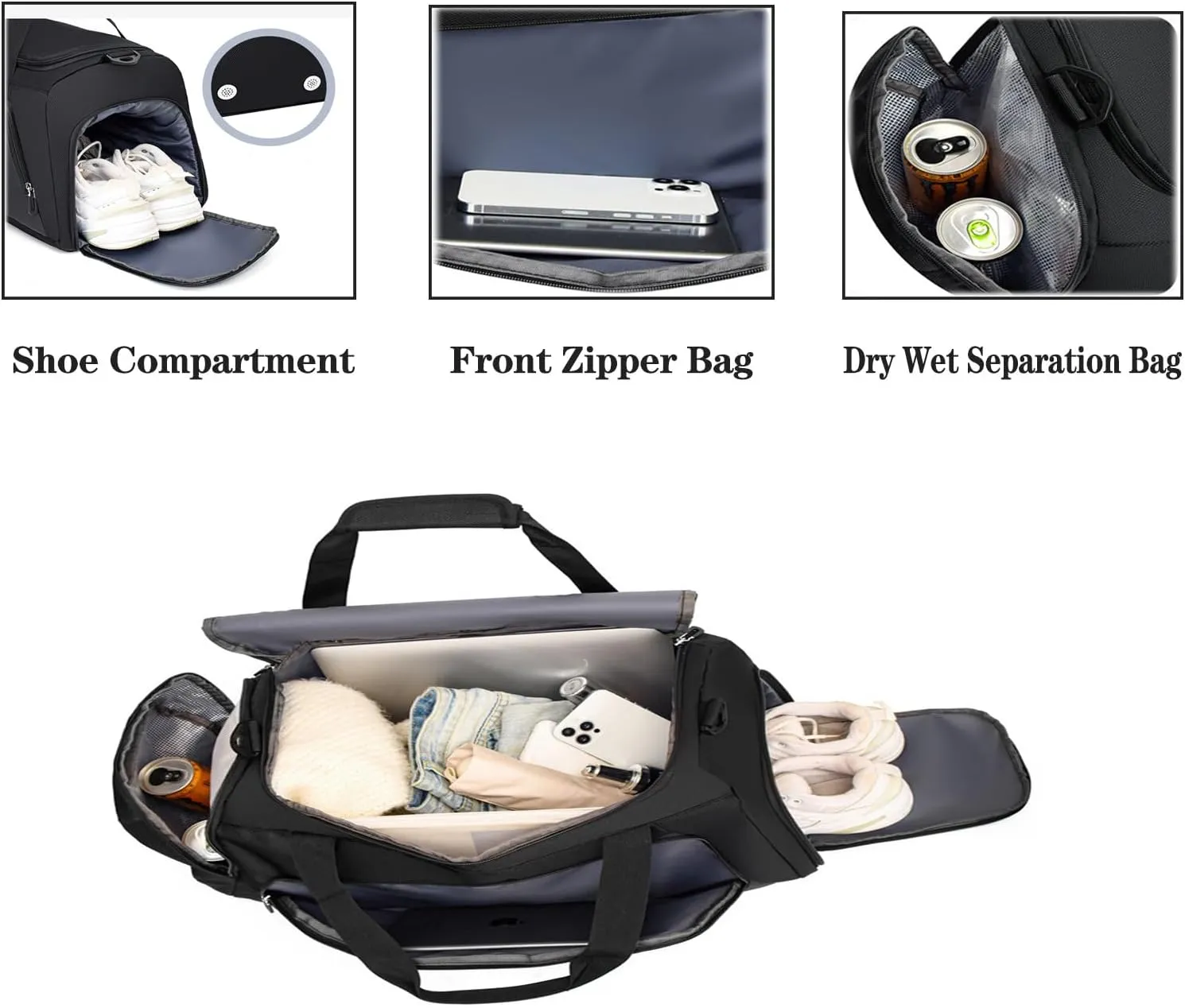 Gym Bag for Men Women 55L Lightweight Duffle Bag with Shoe Compartment & Wet Pocket Carry On Travel Duffel Bag for Sports, Gym, Yoga, Hiking, Camping Oxford Tactical Weekender Overnight Bag