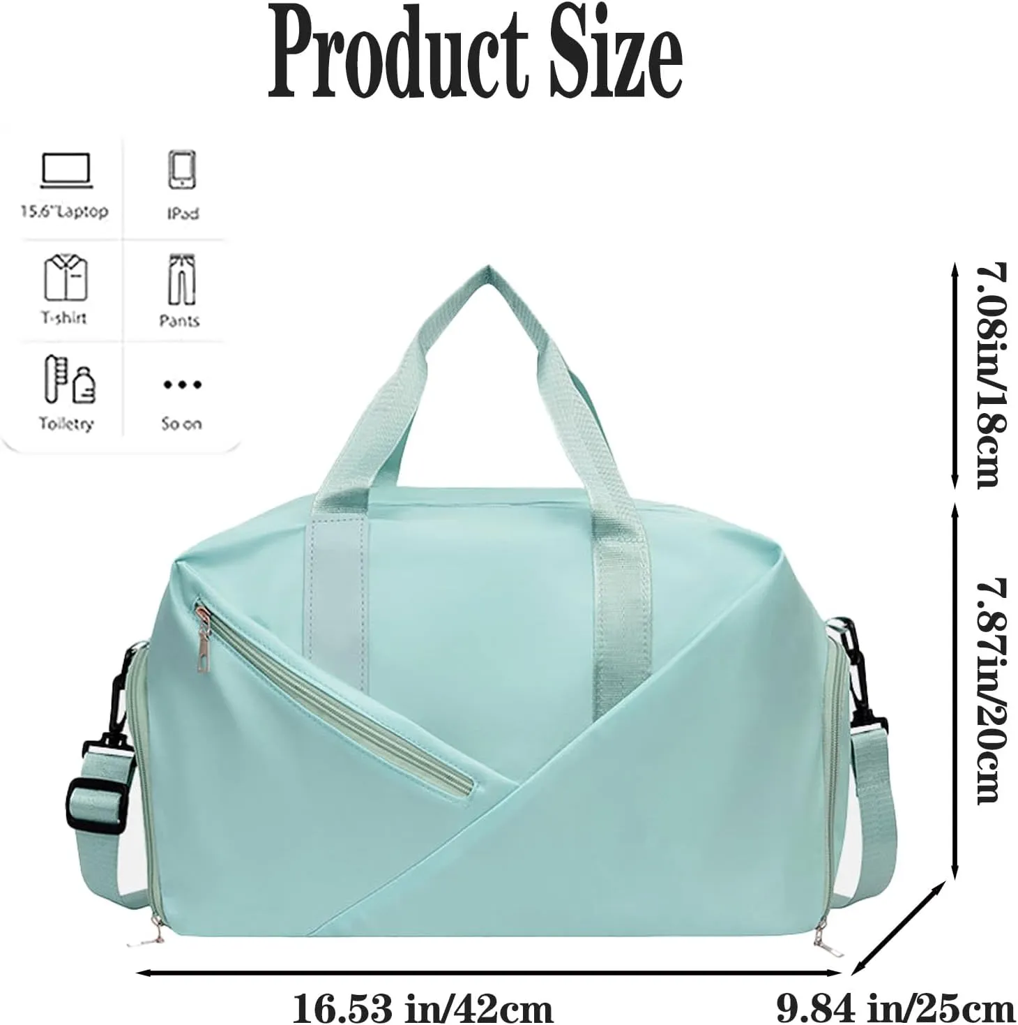 Gym Bag for Women and Men, 30L Travel Duffle Bags with Shoe Compartment & Wet Pocket, Lightweight Weekender Carry On Bag for Sports, Gym, Yoga, Camping Green