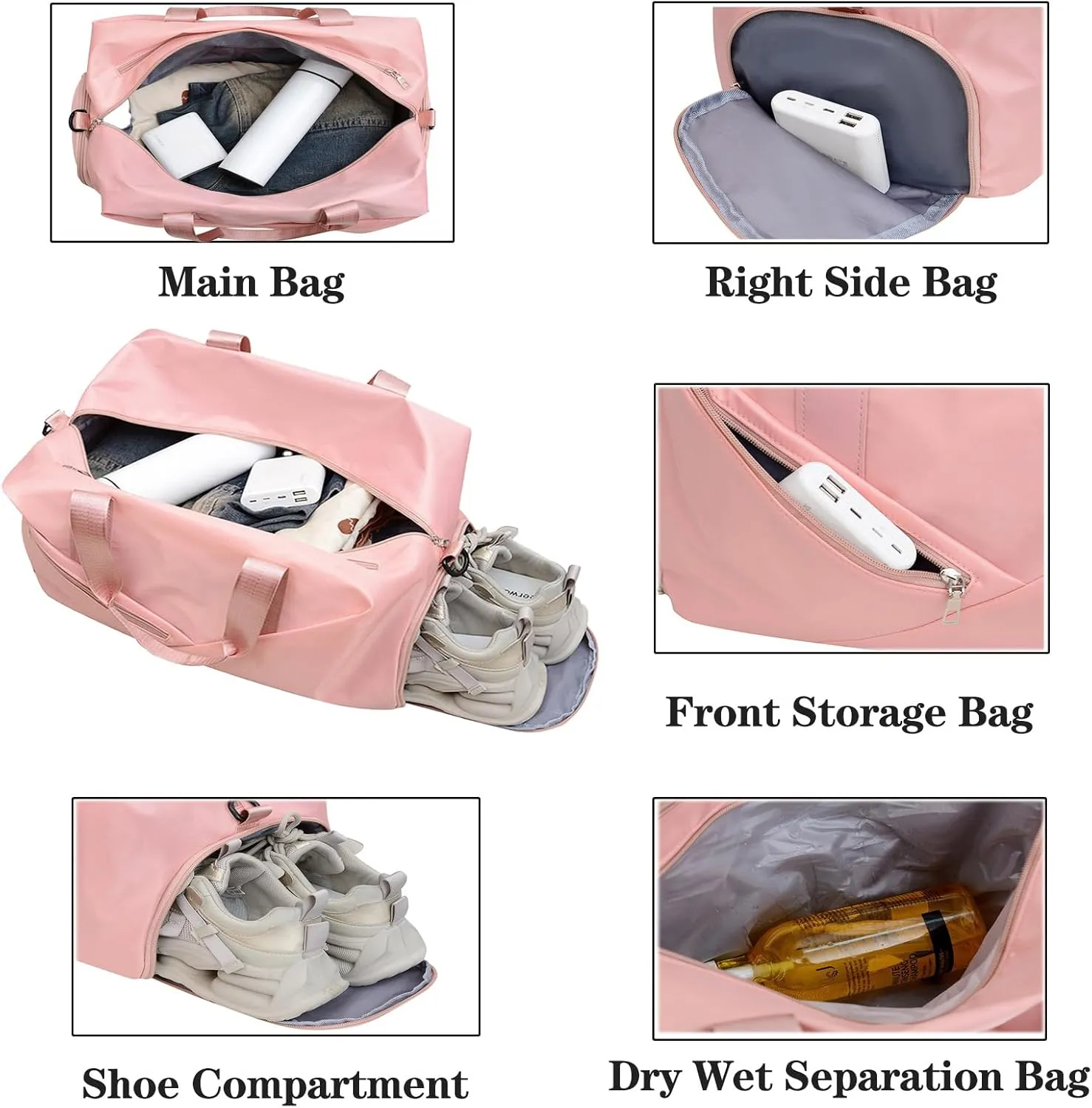 Gym Bag for Women and Men, 30L Travel Duffle Bags with Shoe Compartment & Wet Pocket, Lightweight Weekender Carry On Bag for Sports, Gym, Yoga, Camping Green