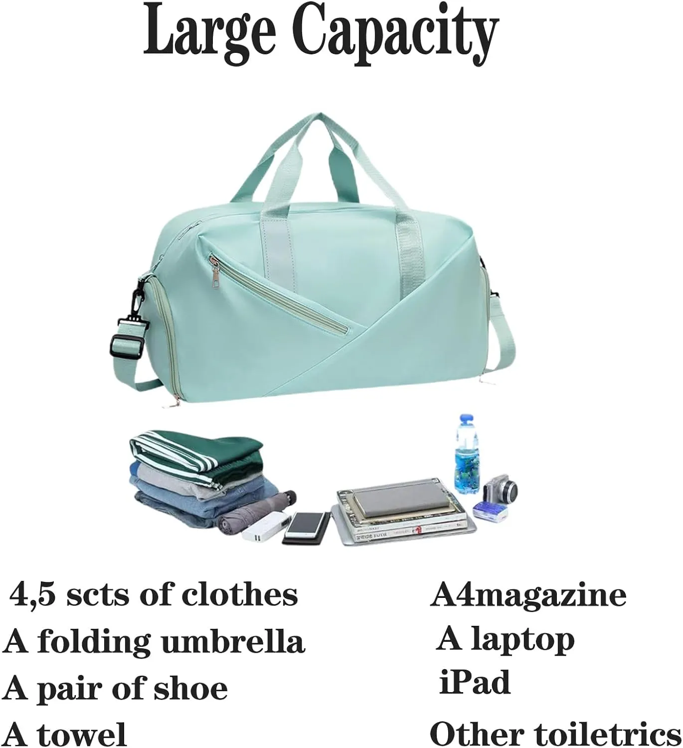 Gym Bag for Women and Men, 30L Travel Duffle Bags with Shoe Compartment & Wet Pocket, Lightweight Weekender Carry On Bag for Sports, Gym, Yoga, Camping Green