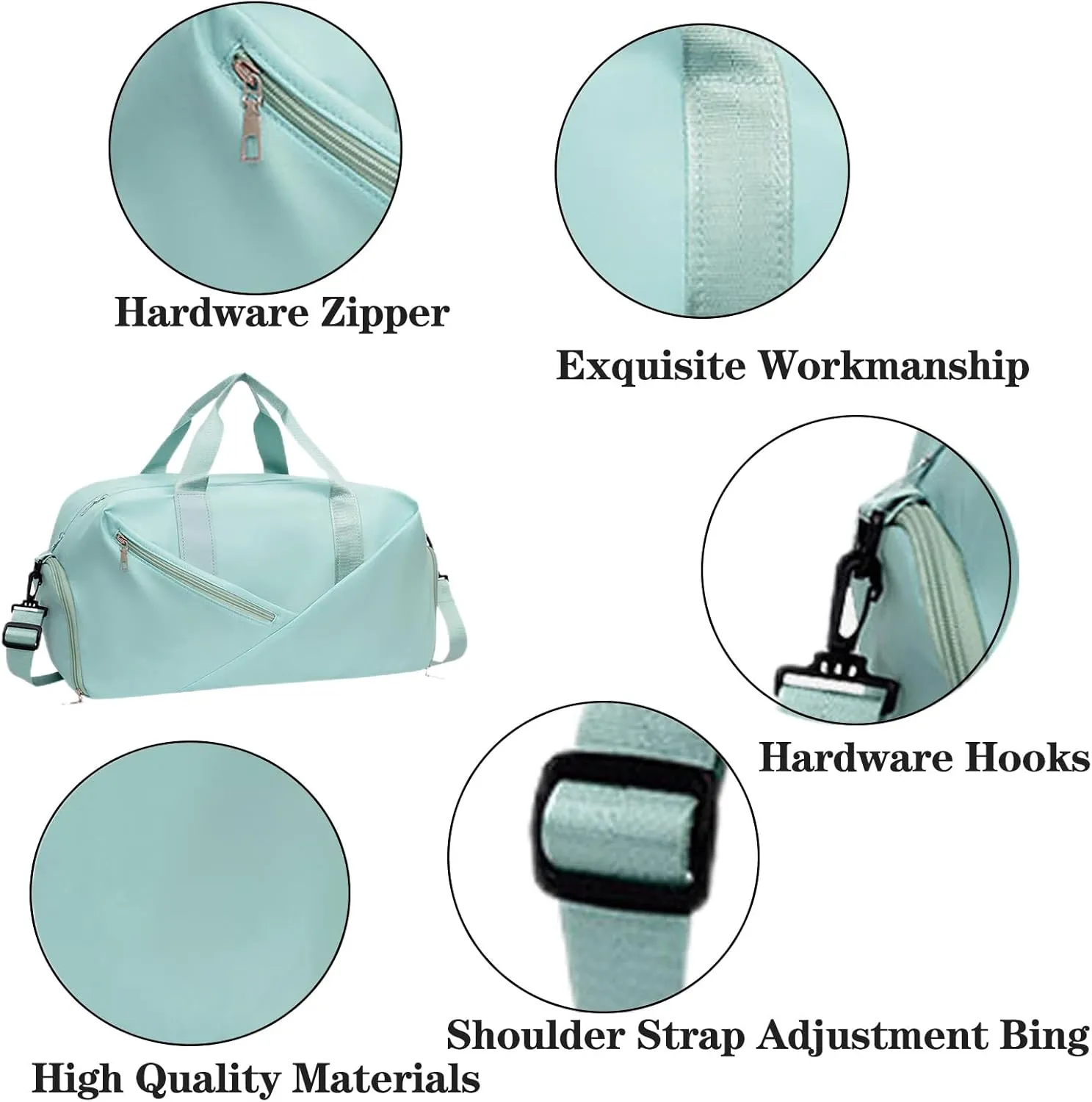 Gym Bag for Women and Men, 30L Travel Duffle Bags with Shoe Compartment & Wet Pocket, Lightweight Weekender Carry On Bag for Sports, Gym, Yoga, Camping Green