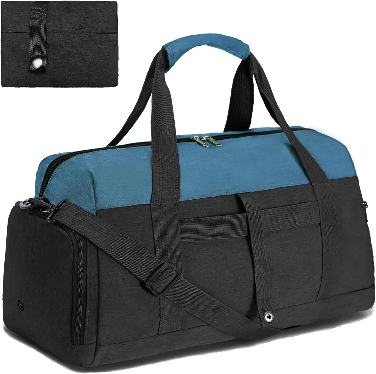 Gym Bags for Women Men with Wet & Shoe Compartment, 40L Foldable Travel Duffle Bag, Lightweight Weekender Overnight Duffel Bag for Traveling Sports Gym(Navy)