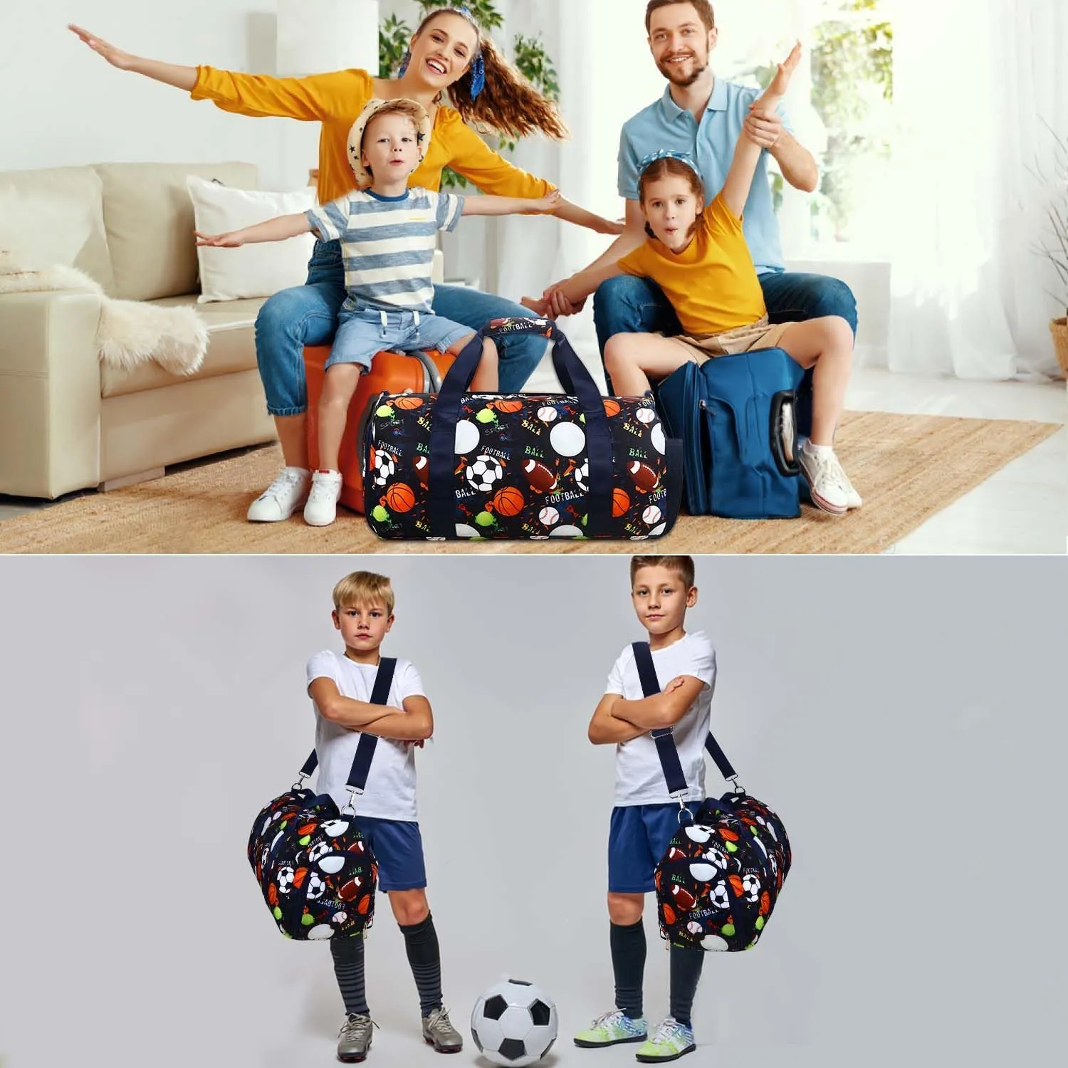 Gym Travel Duffle Bag for Boys - Gymnastics Sports Dance Bag with Shoe Compartment & Wet Pocket Football Kids Travel Bag Teens Weekender Sleepover Carry