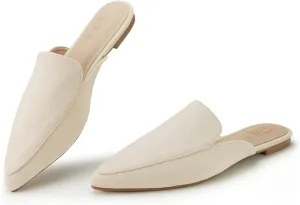 Hawkwell Women's Backless Slip on Slides Comfortable Loafer Shoes Flats Pointed Toe Mules