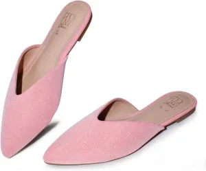 Hawkwell Women's Backless Slip on Slides Loafer Shoes Flats Comfortable Pointed Toe Mules