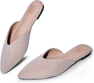 Hawkwell Women's Backless Slip on Slides Loafer Shoes Flats Comfortable Pointed Toe Mules