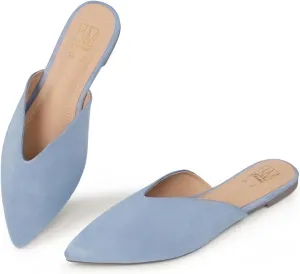Hawkwell Women's Backless Slip on Slides Loafer Shoes Flats Comfortable Pointed Toe Mules