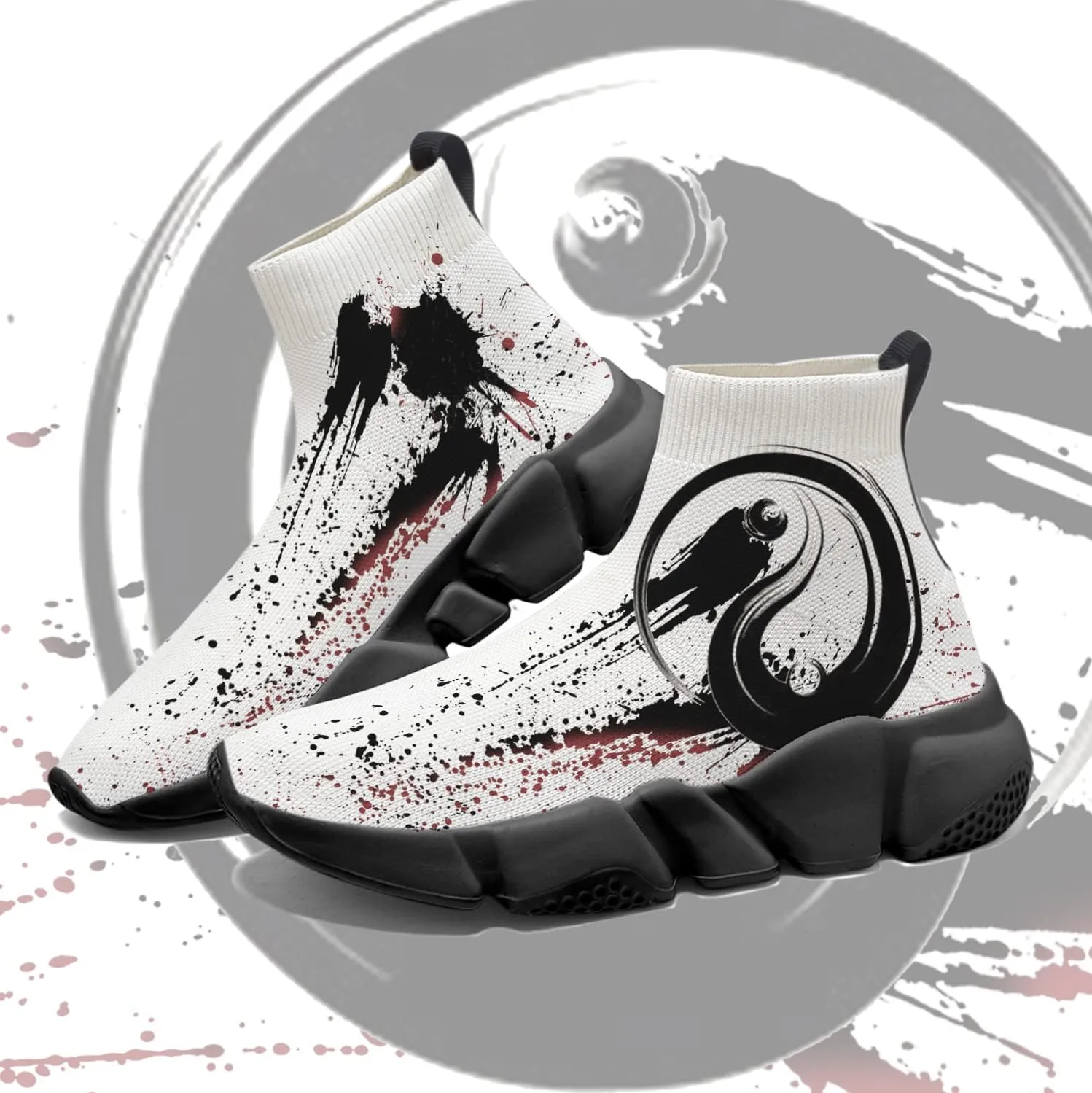 Hetios Mens Walking Shoes Graffiti Sneakers Running Shoes Sock Shoes Lightweight Comfy Breathable Multicolor