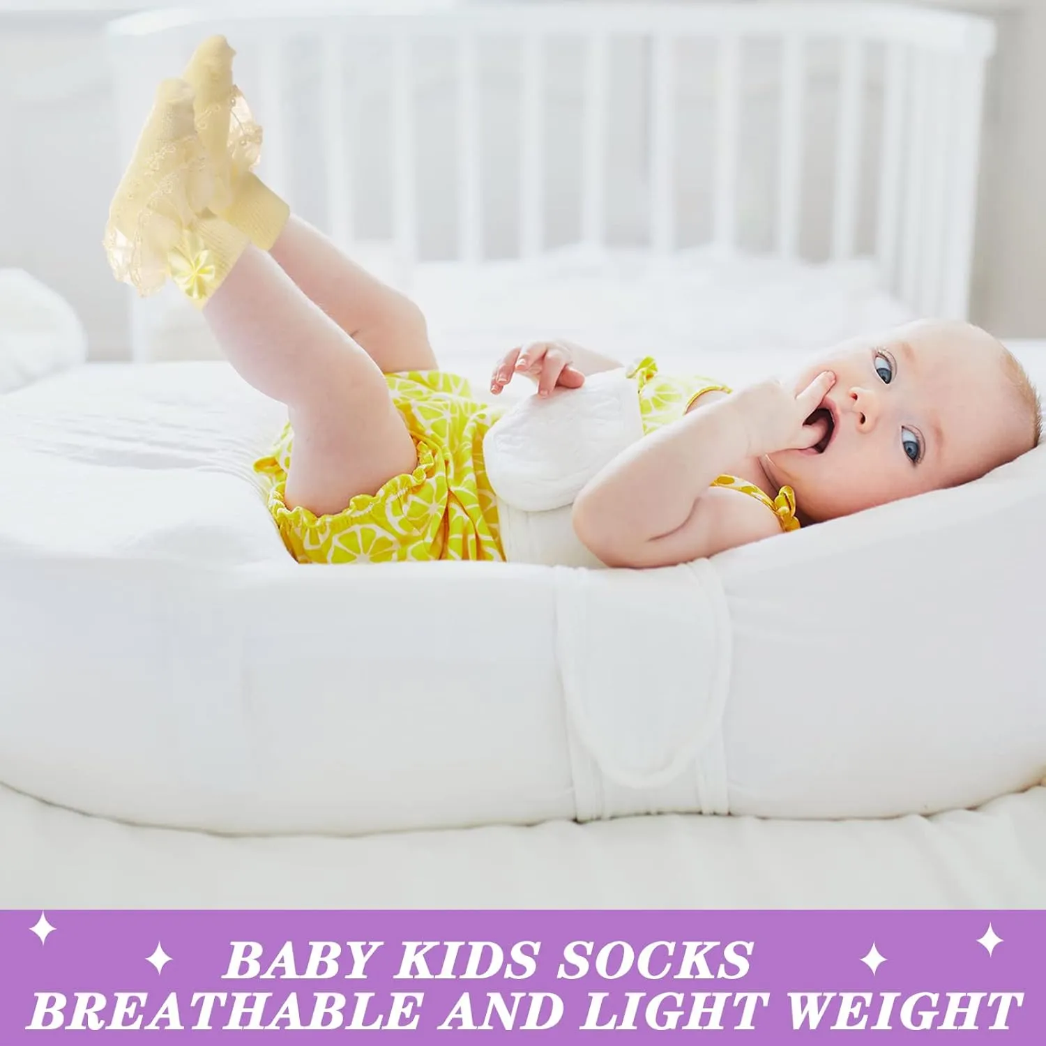 Hillban 9 Pairs Baby Lace Socks Girls' Ruffle Socks for Newborn Infants Princess Frilly Lace Cotton