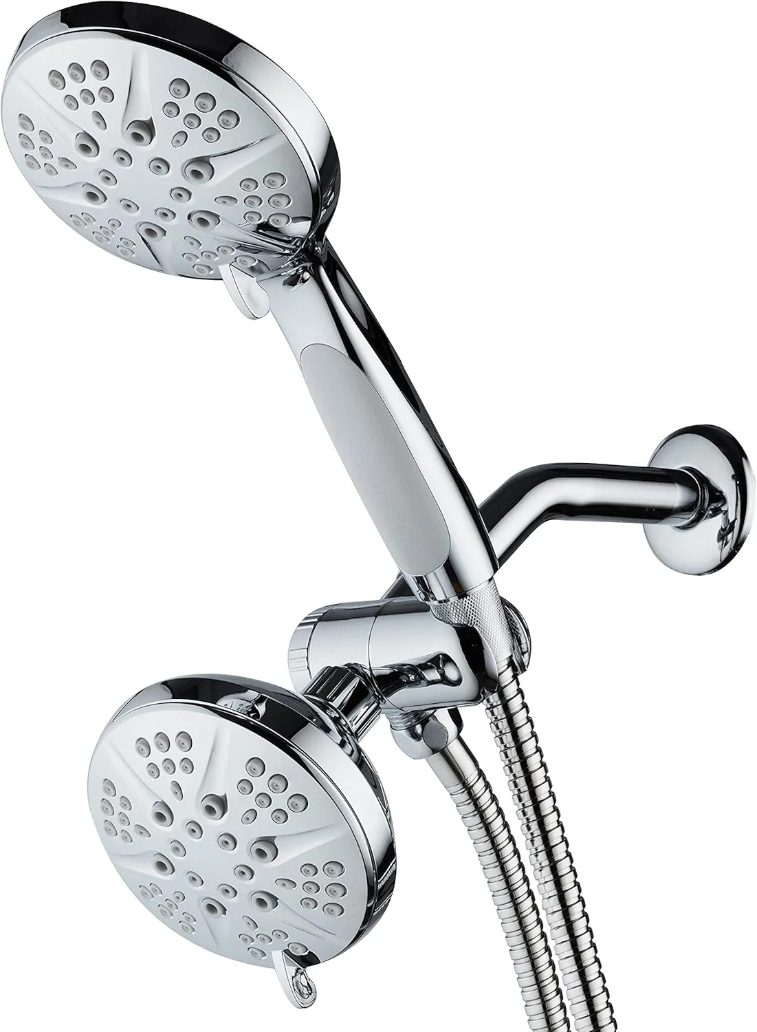 Hotel Spa Notilus Surround-Shower(TM) High-Pressure 48-setting Luxury 3-way Shower Head/Handheld Combo - Anti-Slip Grip, Anti-Clog Jets, Heavy-Duty Stainless Steel Hose, All-Chrome Finish