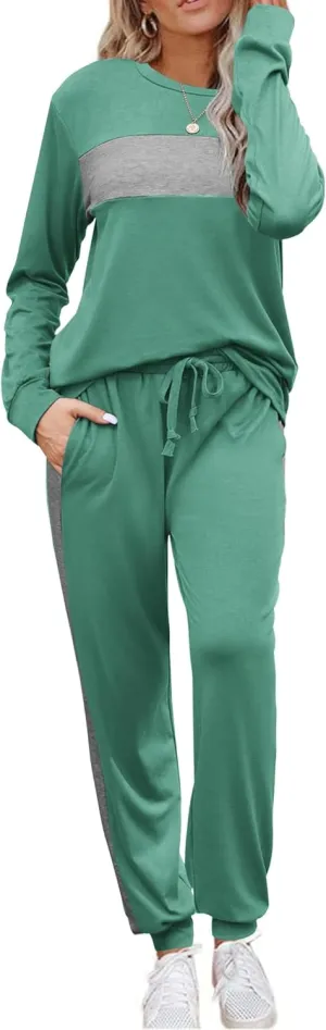 HOTOUCH Women's Two Piece Outfit Long Sleeve Crewneck Pullover Tops And Long Pants Tracksuit 2023 Fashion Sweatshirts