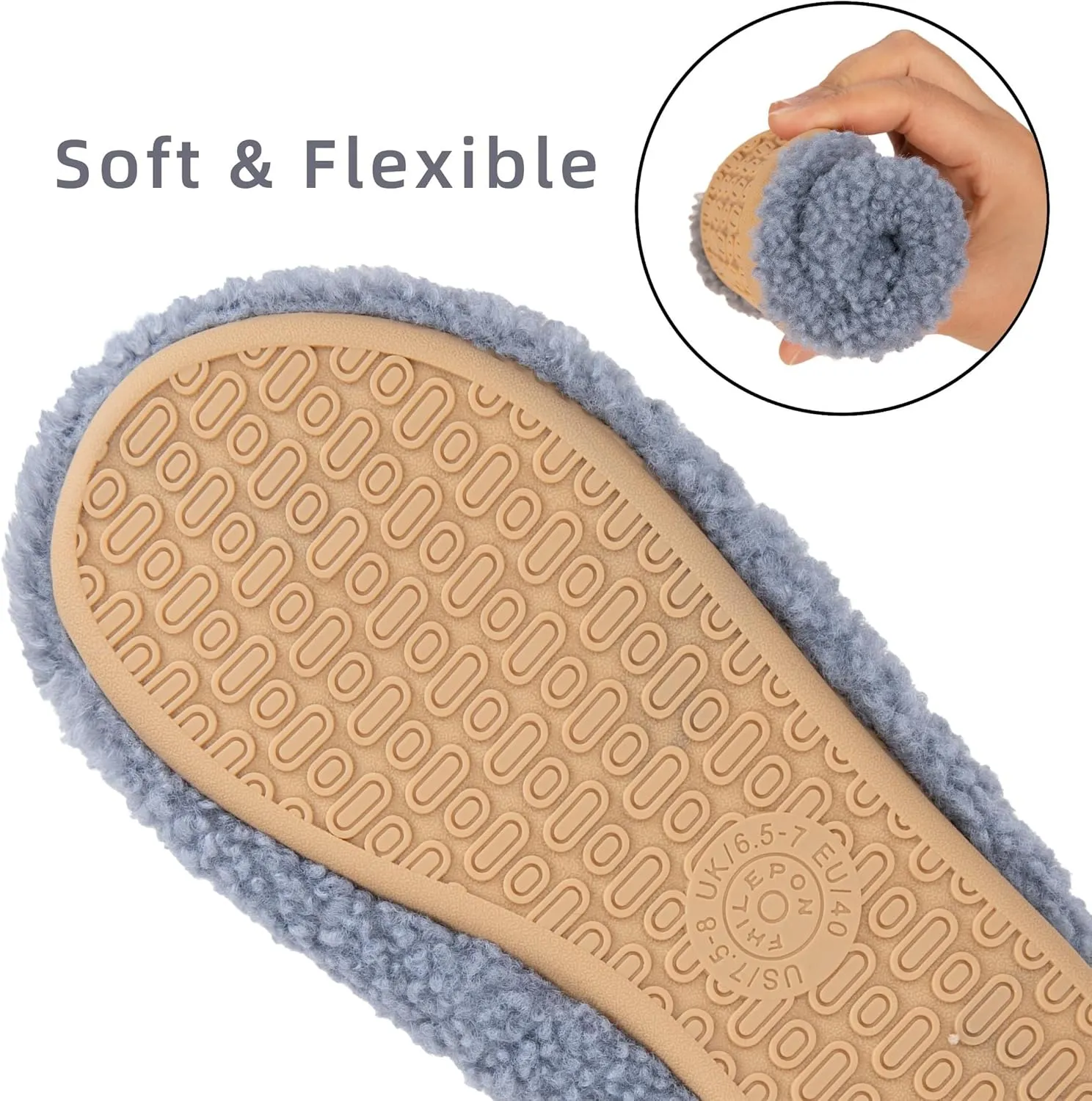 House Slippers for Women Soft-Lightweight House Shoes Men’s Furry Slippers Socks with Rubber Sole for Indoor Outdoor Use
