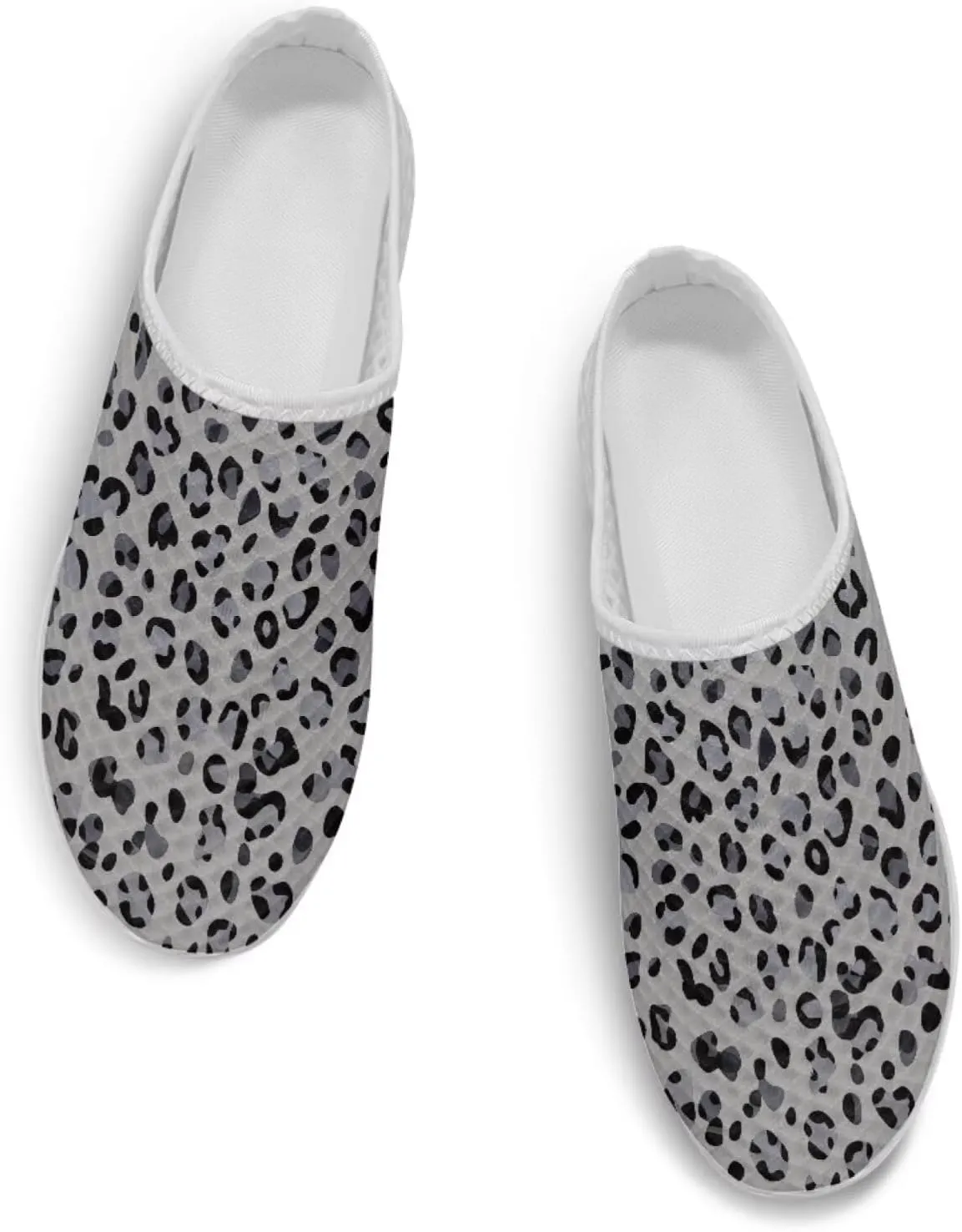 Howilath Animal Print Mule Shoes for Women Garden Clogs Leopard Print Slip on Walking Shoes Mule Sneakers Breathable Loafers